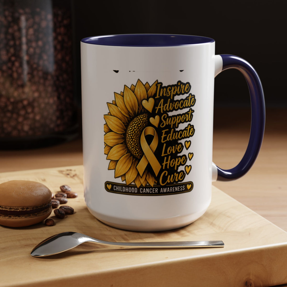 Childhood Cancer Awareness Sunflower Accent Coffee Mug (11/15oz)