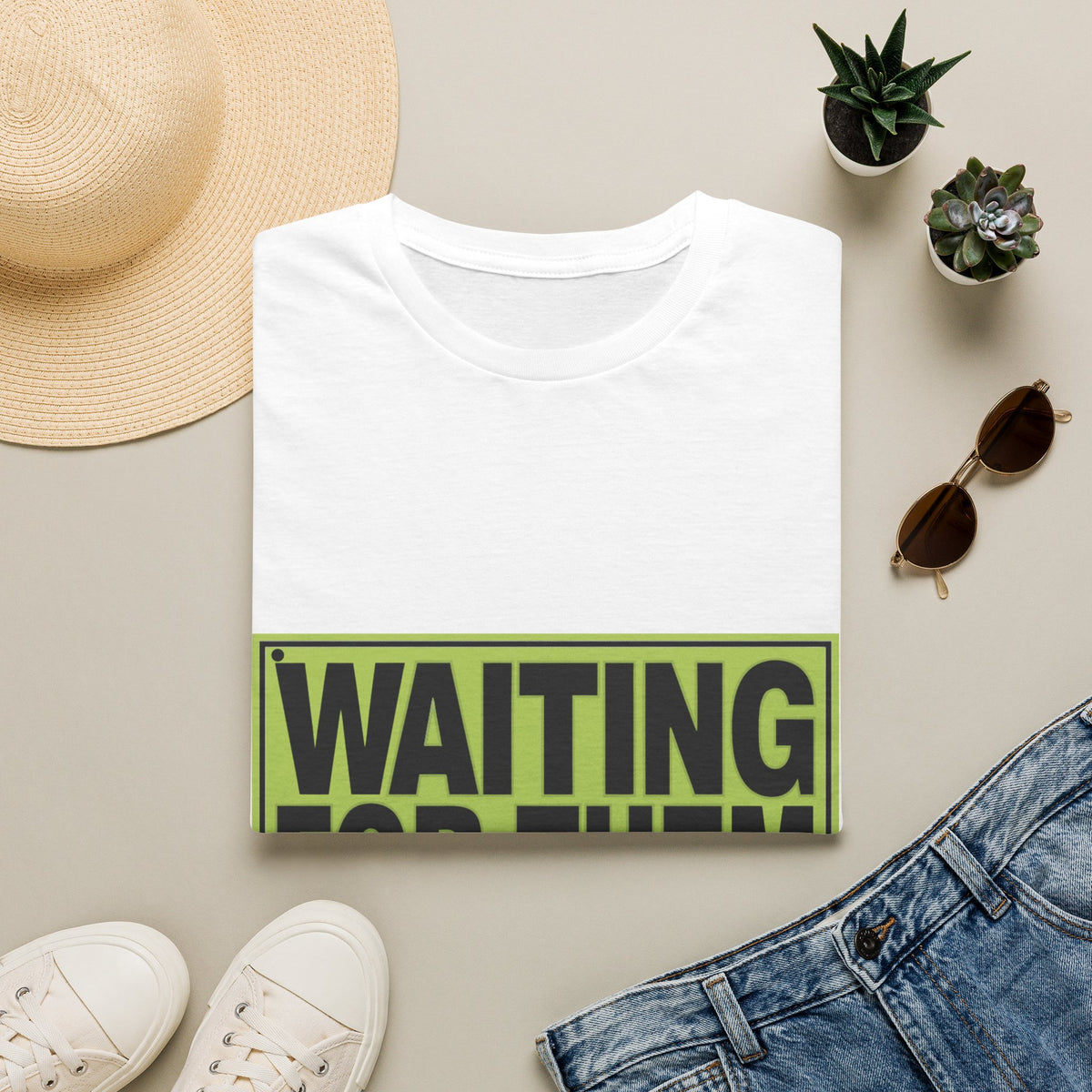 Waiting For Them Gains Block Typography Tee - Funny Gym Fitness Graphic T-Shirt - Trending Now - September 2026