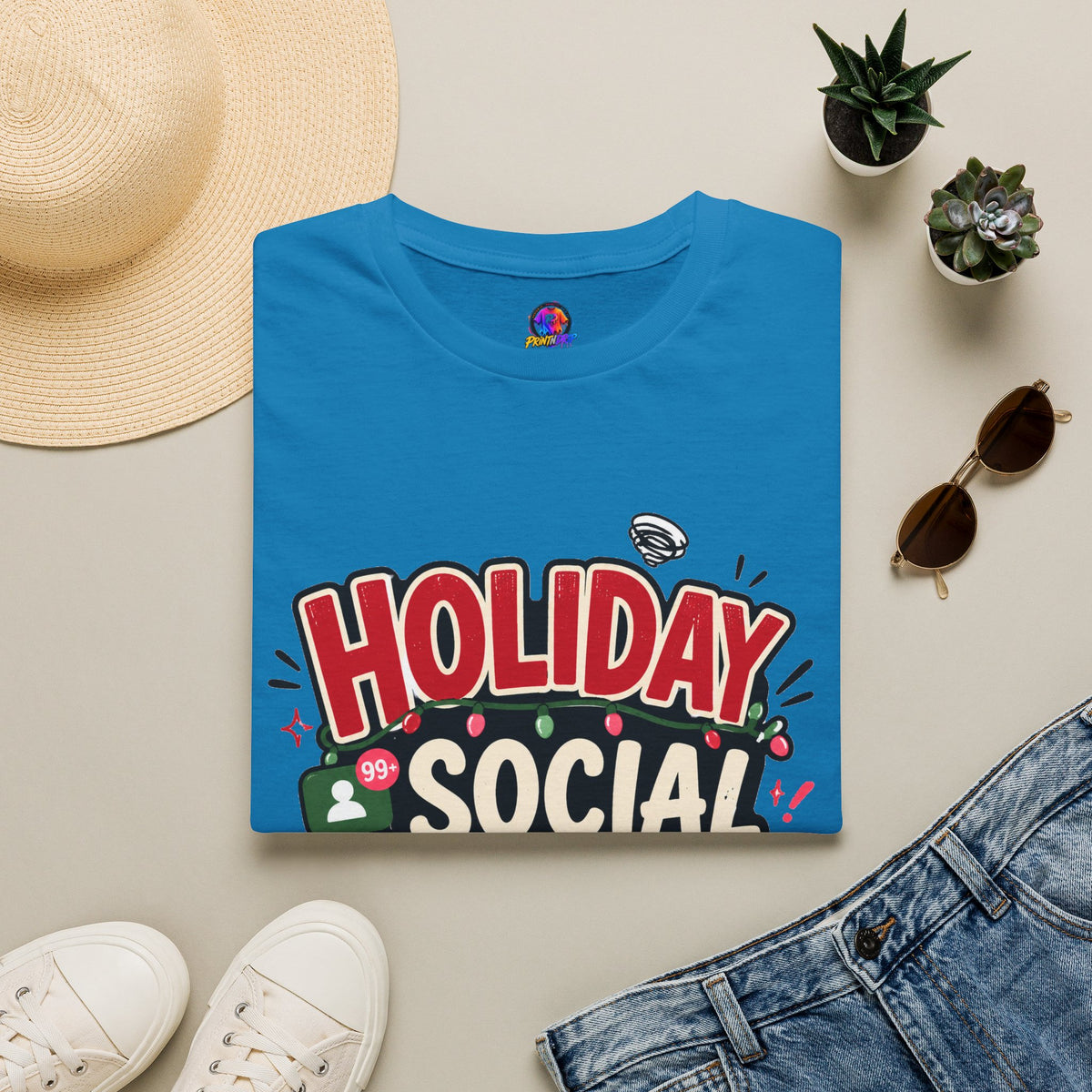 Holiday Social "Battery Low" T‑Shirt — Funny Festive Party Tee for Introverts & Holiday Gatherings