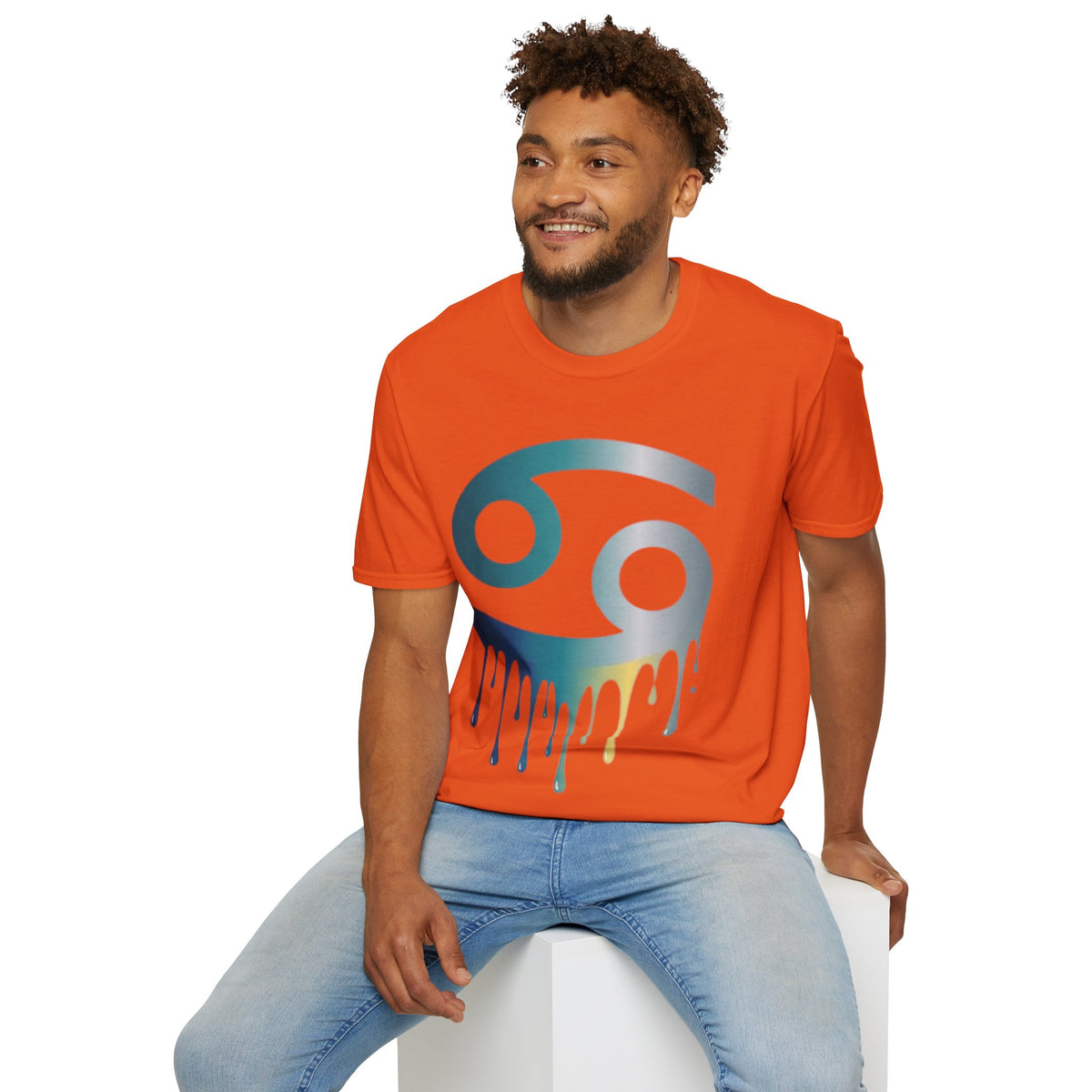 Cancer Zodiac T‑Shirt — Dripping Gradient Astrology Tee (Cancer Symbol)