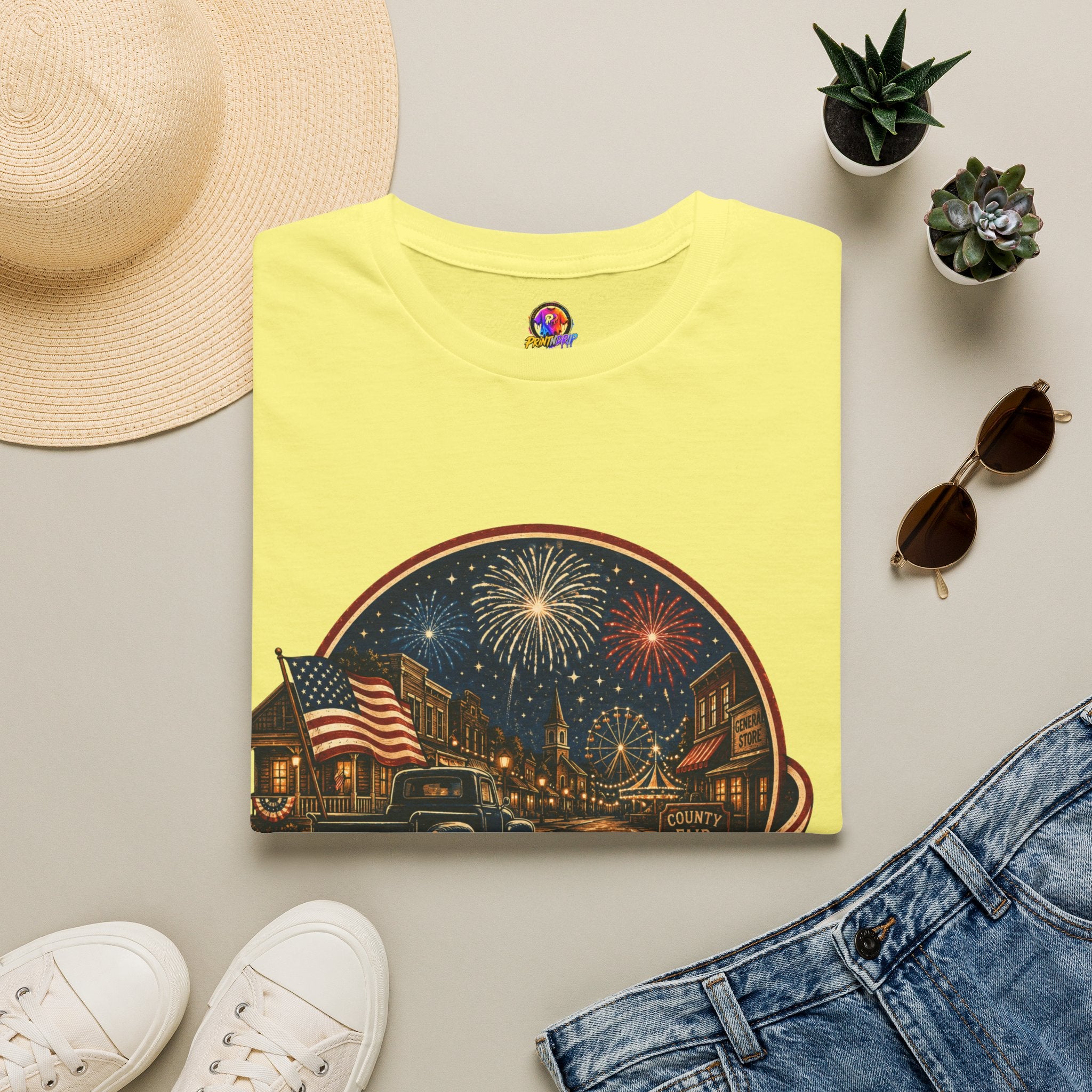 Small Town Big Freedom T-Shirt — Patriotic 4th of July Fireworks Tee