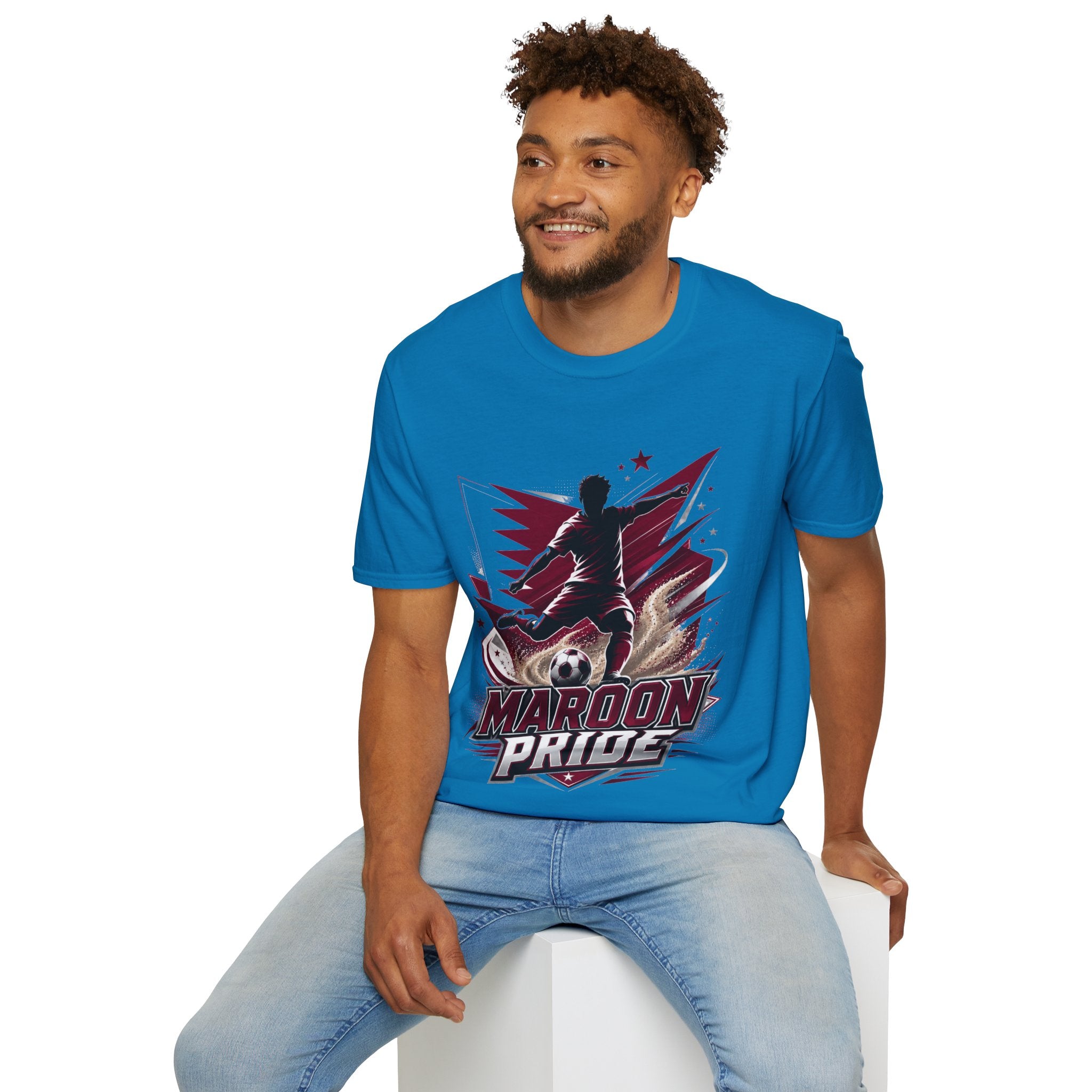 Qatar Maroon Pride Soccer T-Shirt — Silhouette Player Graphic Tee