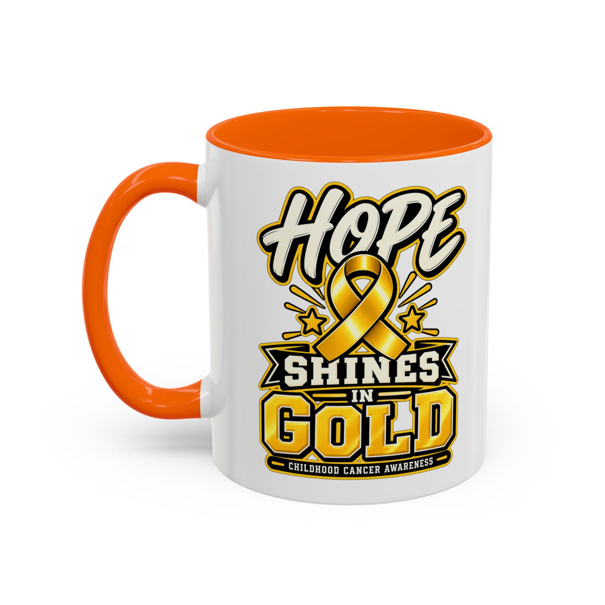 Hope Shines in Gold Coffee Mug — Childhood Cancer Awareness Accent Mug