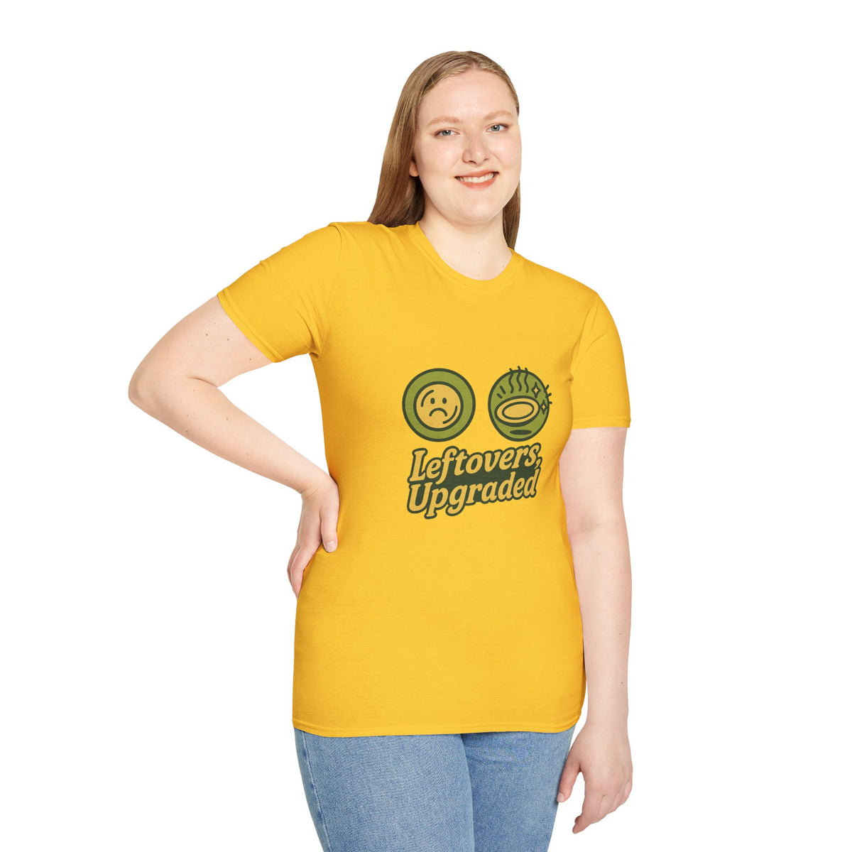 Leftovers Upgraded T-Shirt — Funny Foodie Tee with Soup & Smiley Icons - Trending Now - September 2026