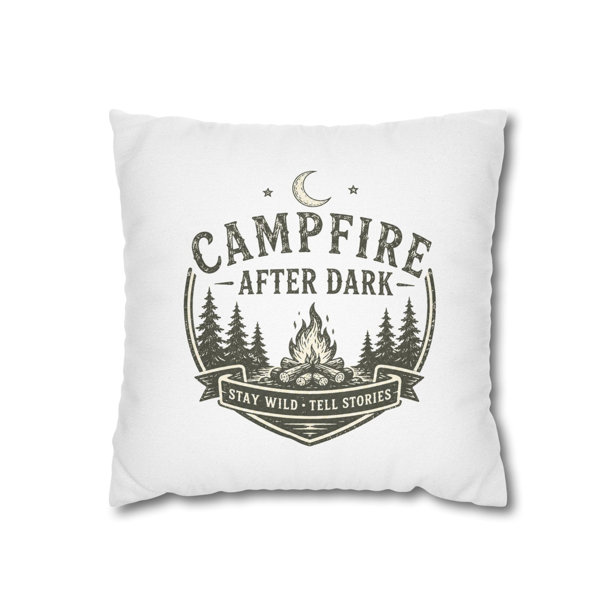 Campfire After Dark Pillowcase Milo Bailey Dog Dad Mom — Rustic Camping Throw Pillow Cover