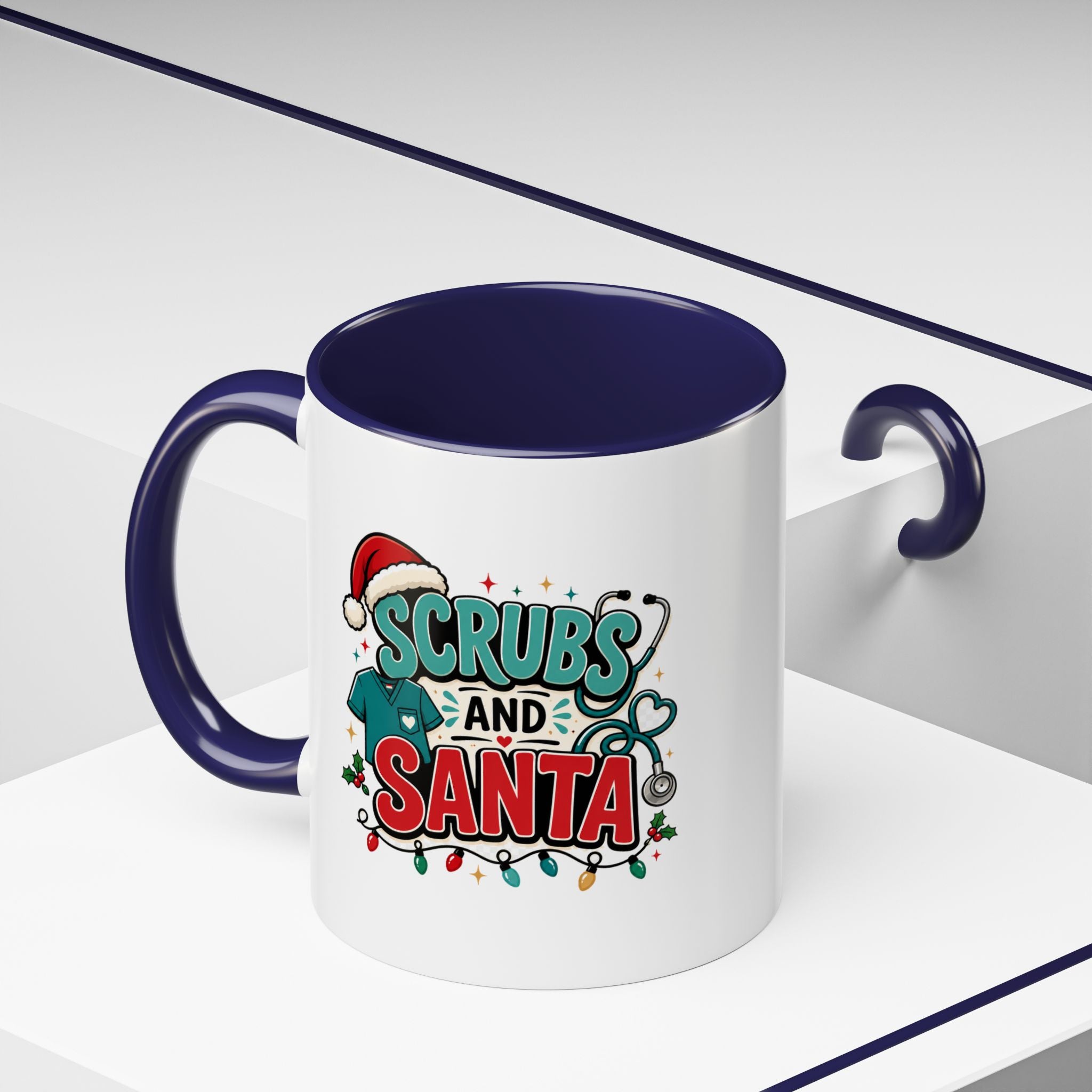 Modern Day Christmas Scrubs and Santa Coffee Mug — Funny Christmas Nurse Gift