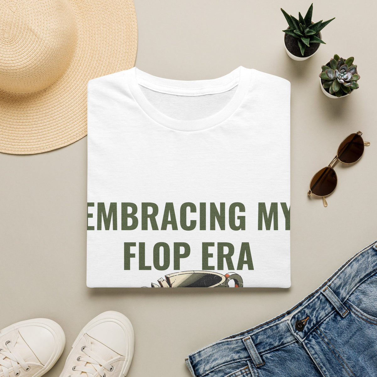 "Embracing My Flop Era" Funny Trophy Graphic Tee - Sarcastic Ironic Gen Z Meme White T-Shirt - Trending Now - September 2026