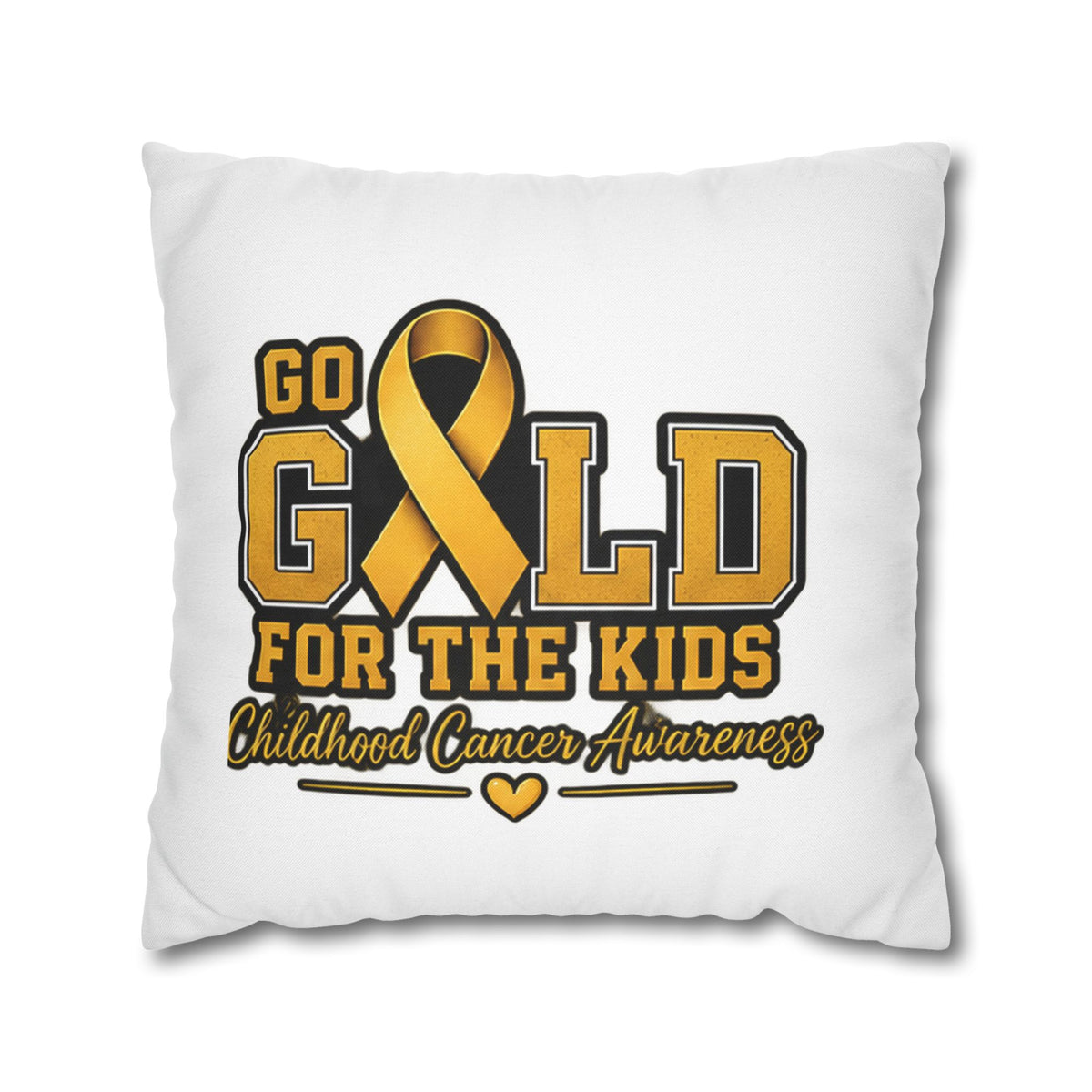 Childhood Cancer Awareness Pillow - "Go Gold For The Kids" Square Throw Pillowcase