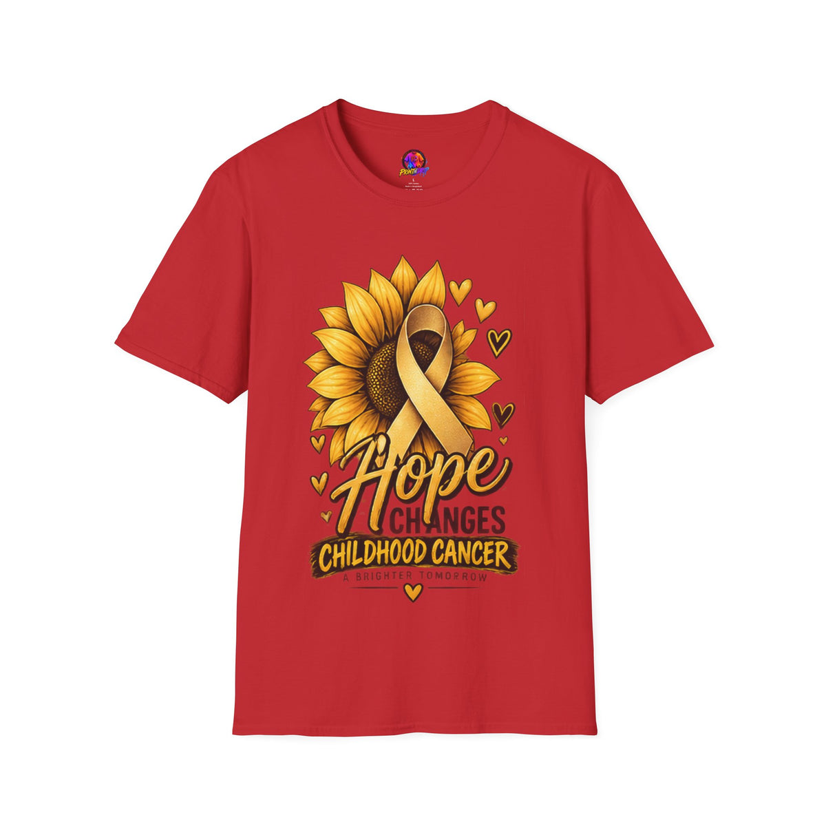 Childhood Cancer Awareness T-Shirt — "Hope Changes Lives" Sunflower Ribbon