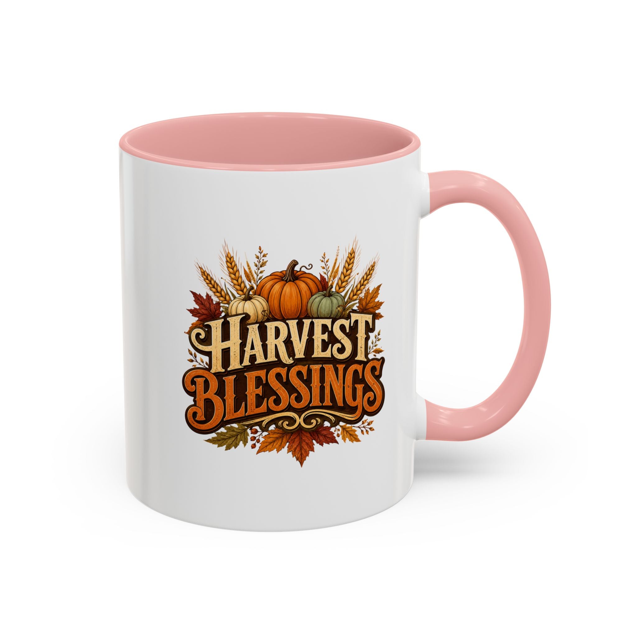 Thanksgiving Mug Harvest Blessings Coffee Mug — Fall Pumpkin & Wheat Thanksgiving Mug