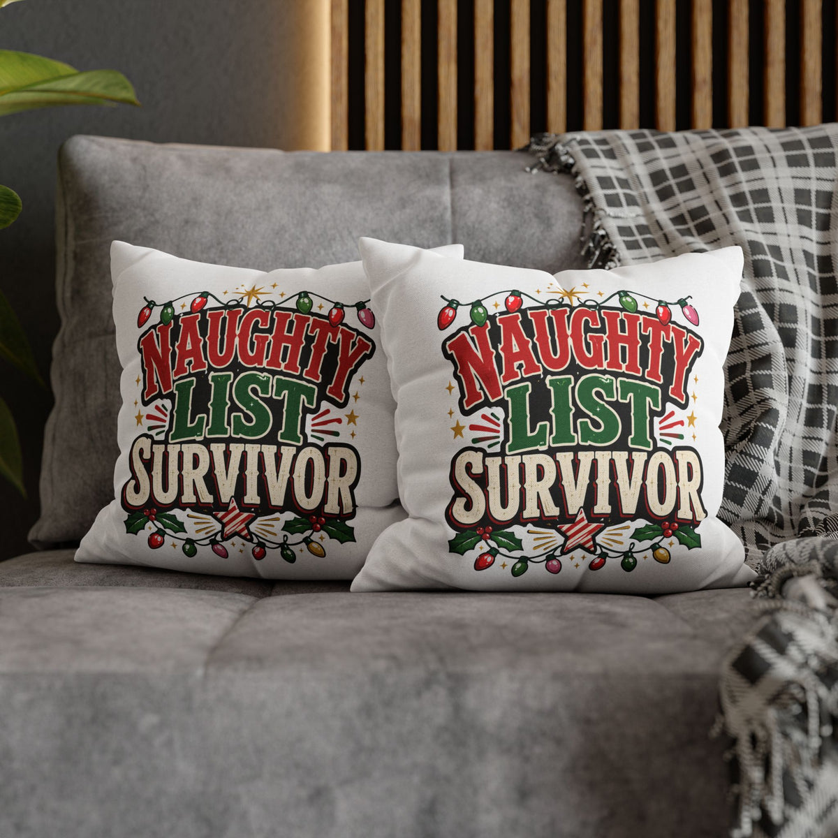 Naughty List Survivor Christmas Pillowcase