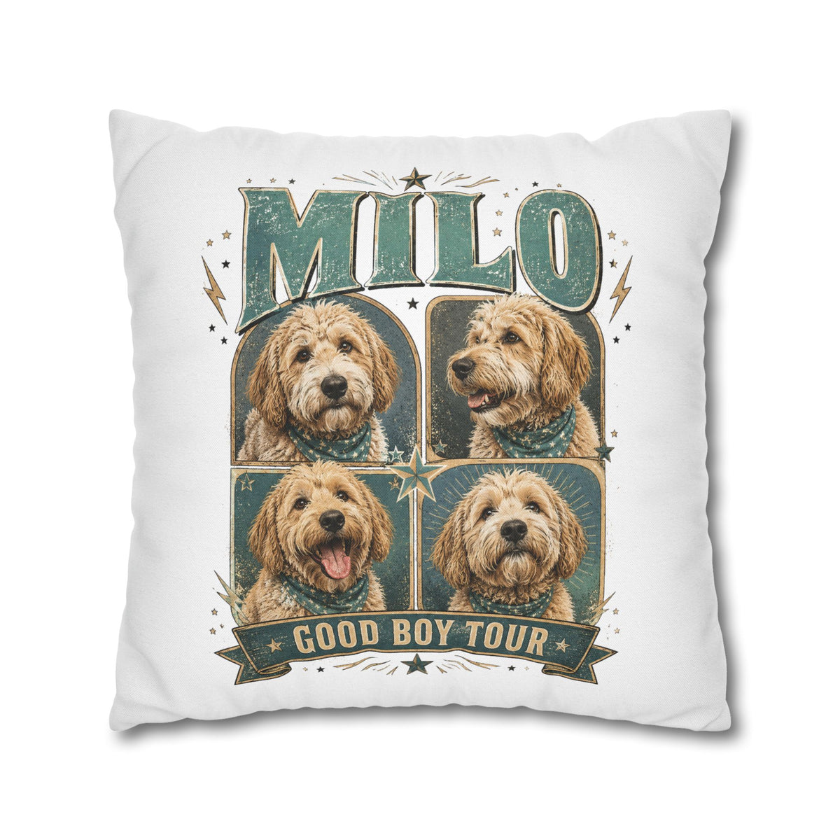 Milo "Good Boy Tour" Dog Photo Pillowcase Milo Bailey Dog Dad Mom