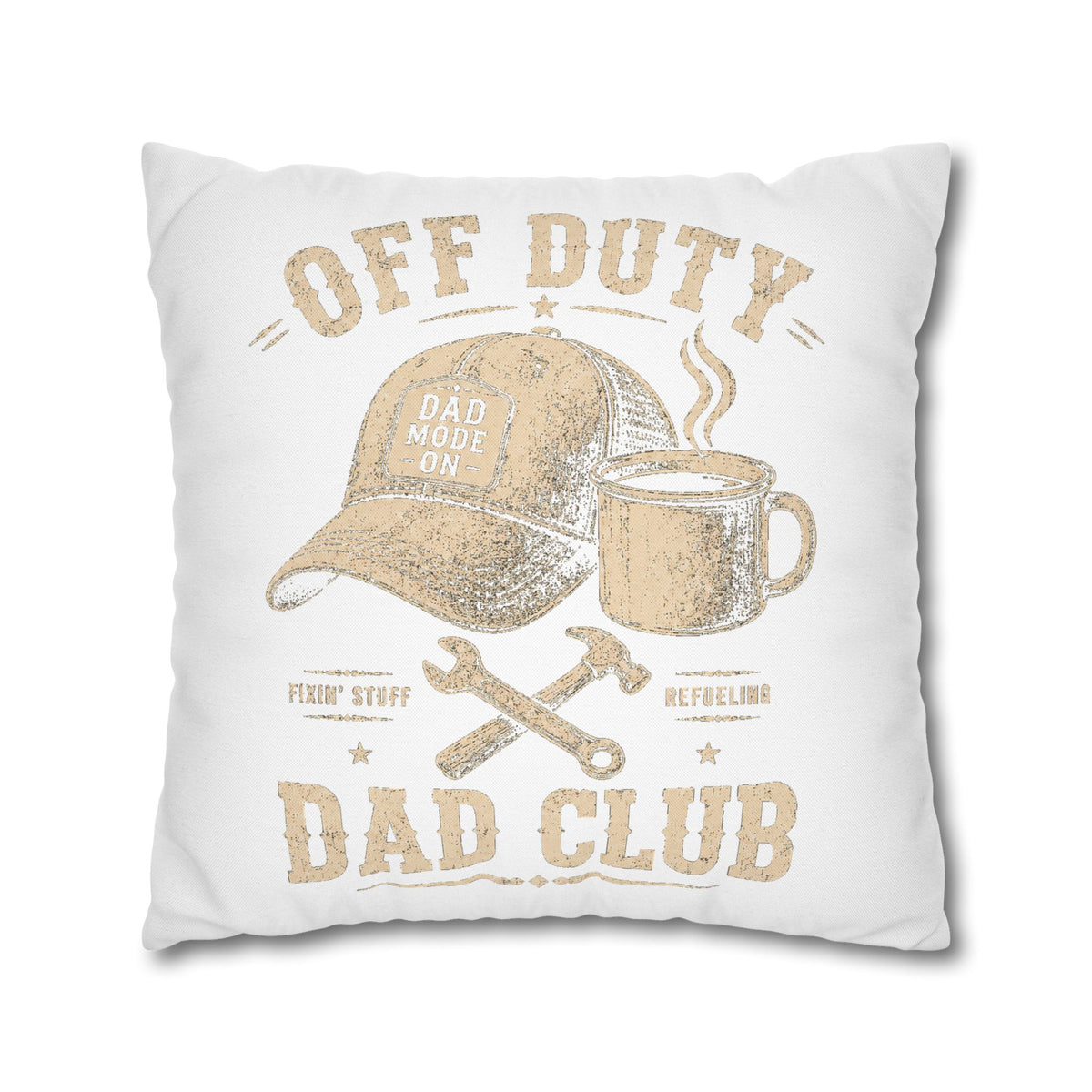 Off Duty Dad Club Throw Pillowcase – Coffee & Tools Accent Pillow Cover Milo Bailey Dog Dad Mom