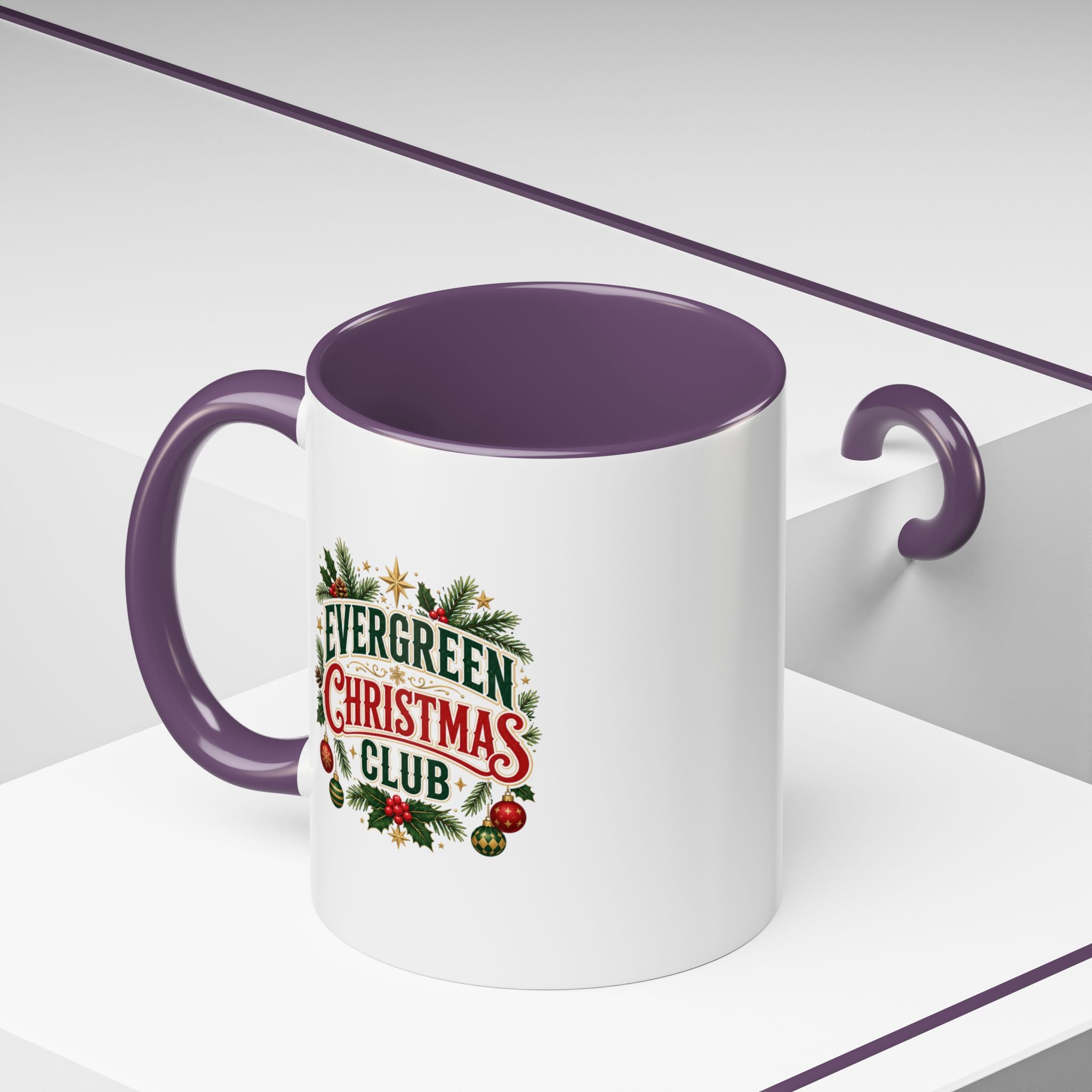 Evergreen Christmas Club Accent Coffee Mug – Festive Holiday Tea & Coffee Cup