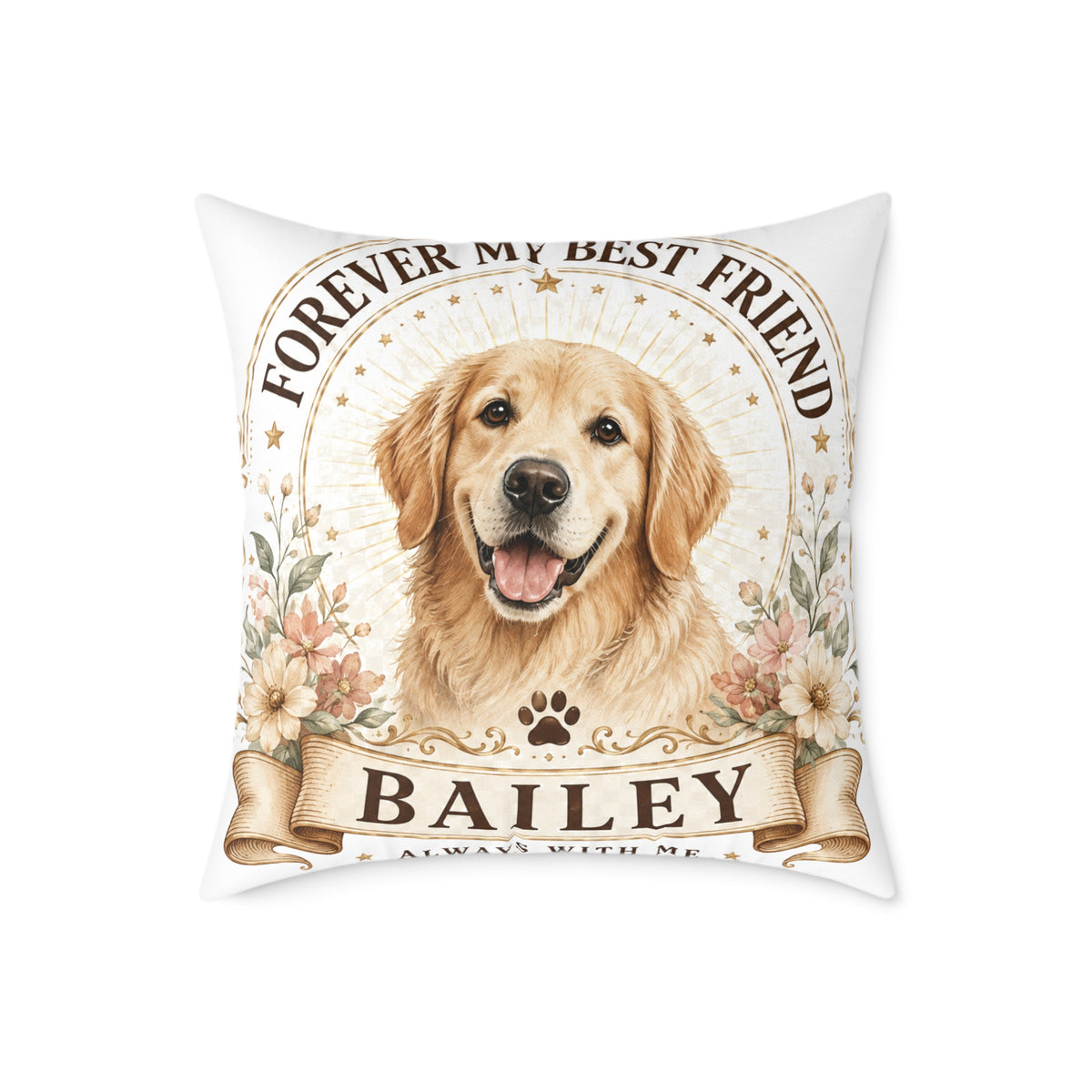 Personalized Dog Pillow Milo Bailey Dog Dad Mom – "Forever My Best Friend" Custom Pet Name Cushion