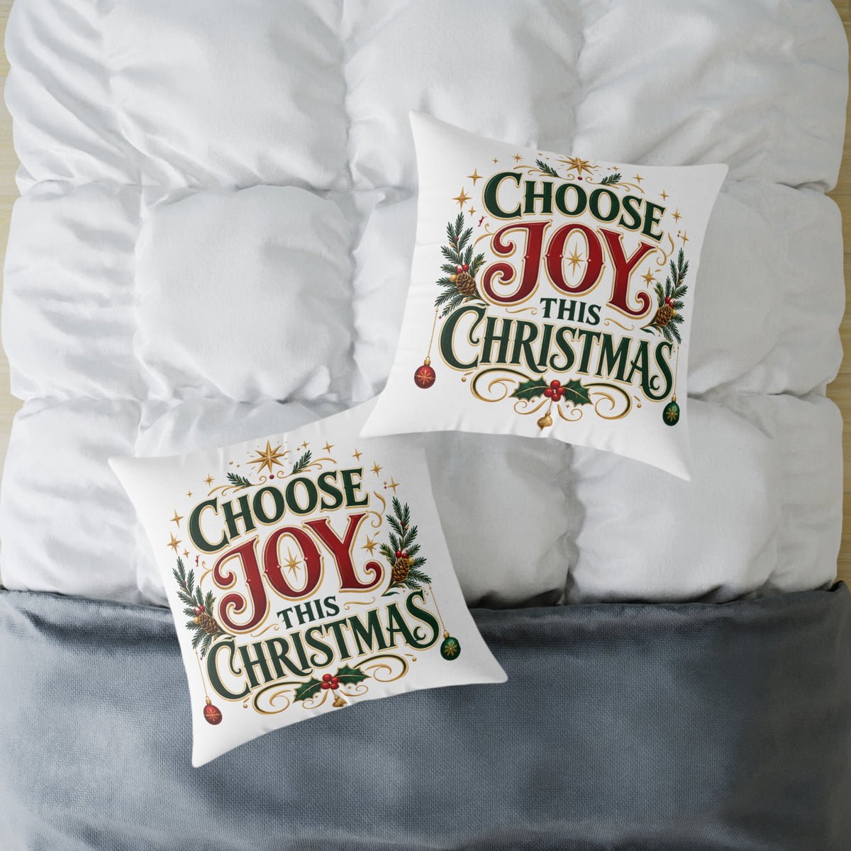 Choose Joy This Christmas Square Poly Canvas Pillow