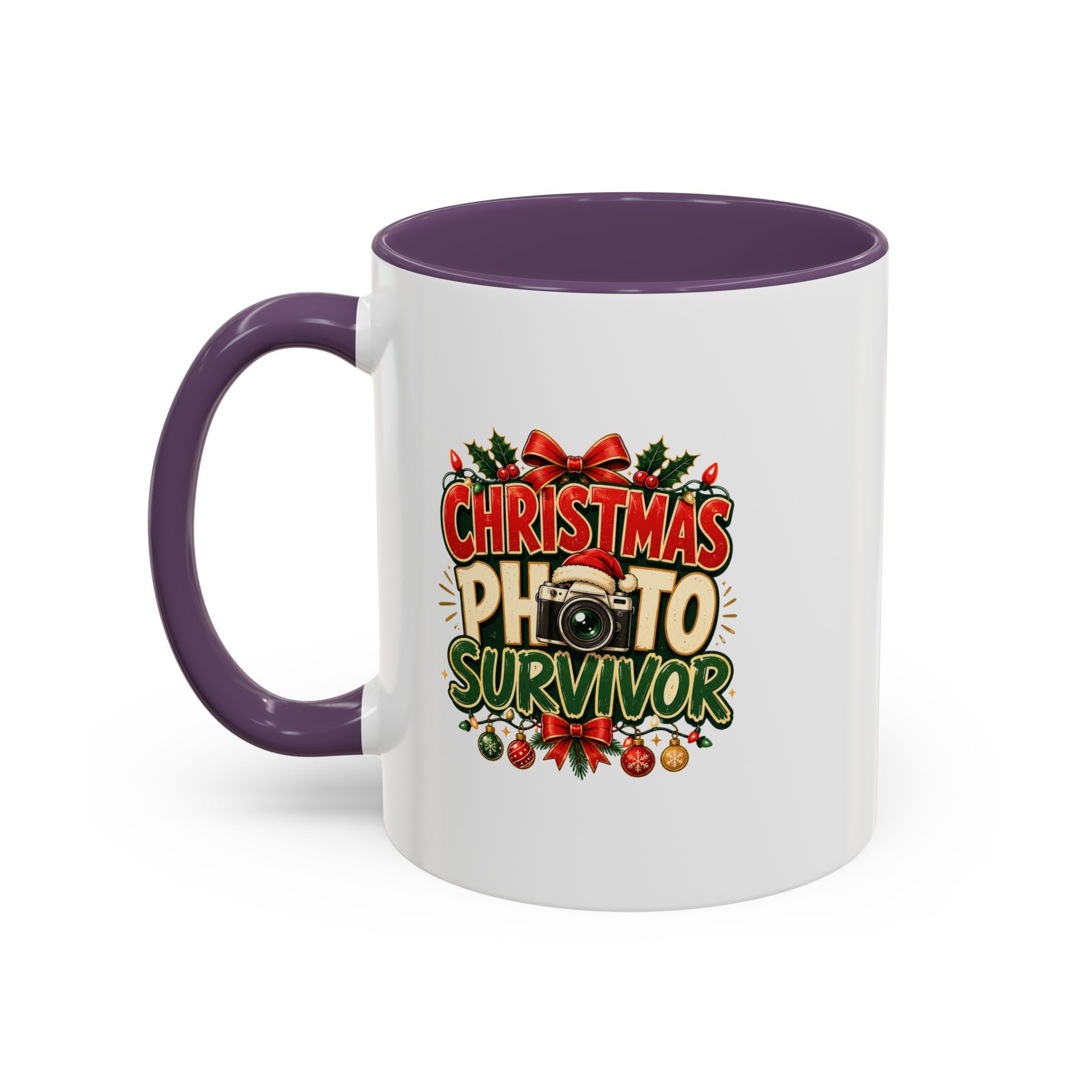 Christmas Photo Survivor Accent Coffee Mug — Holiday Photographer Gift