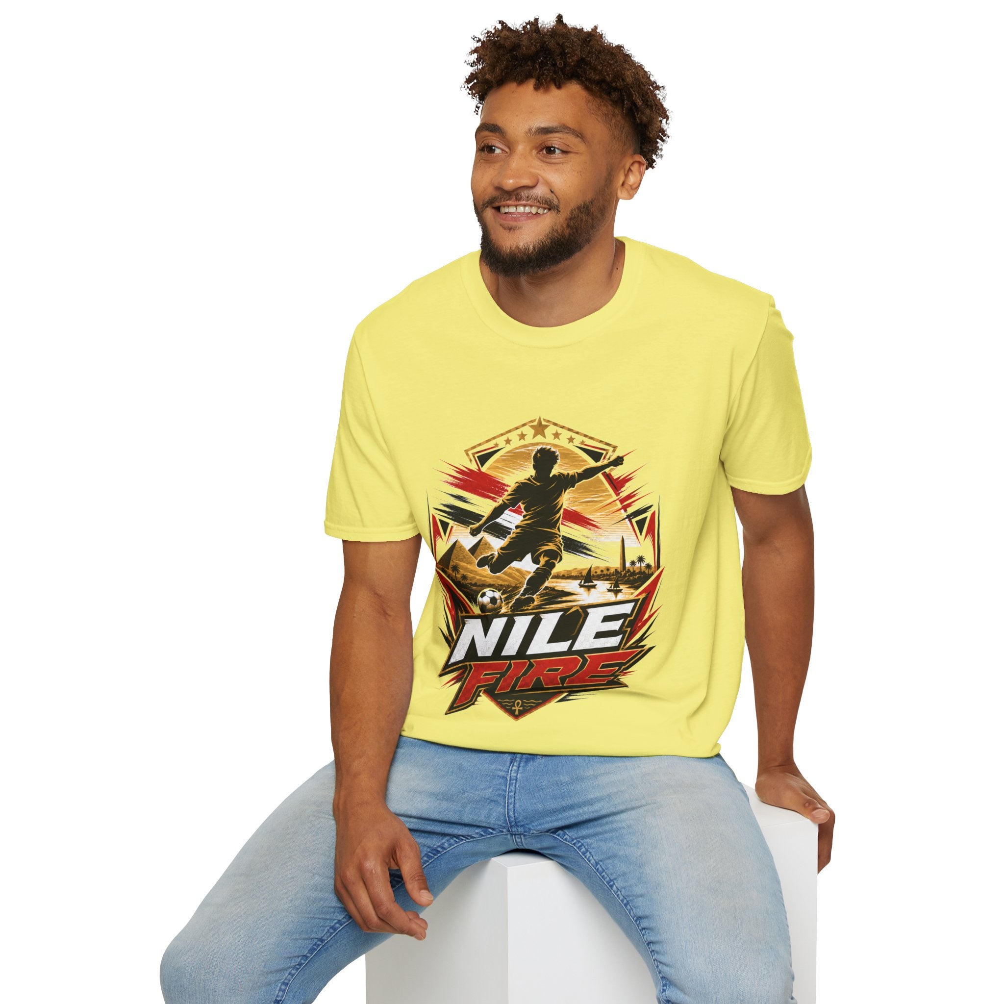 Egypt Soccer Player Nile Fire Graphic T-Shirt — Retro Athletic Team Tee