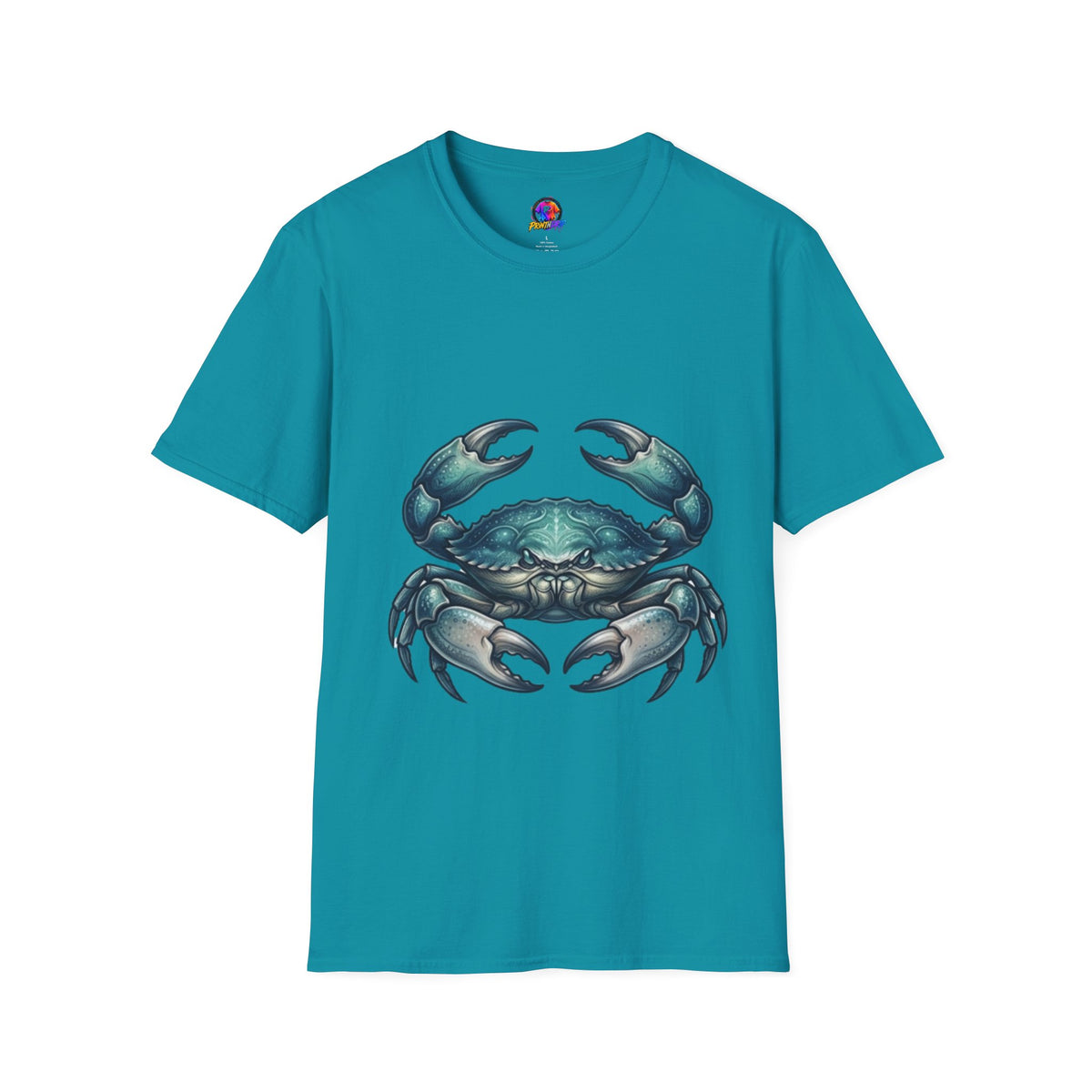 Cancer Zodiac Crabby Coastal Tee - Blue Green Crab Graphic T-Shirt