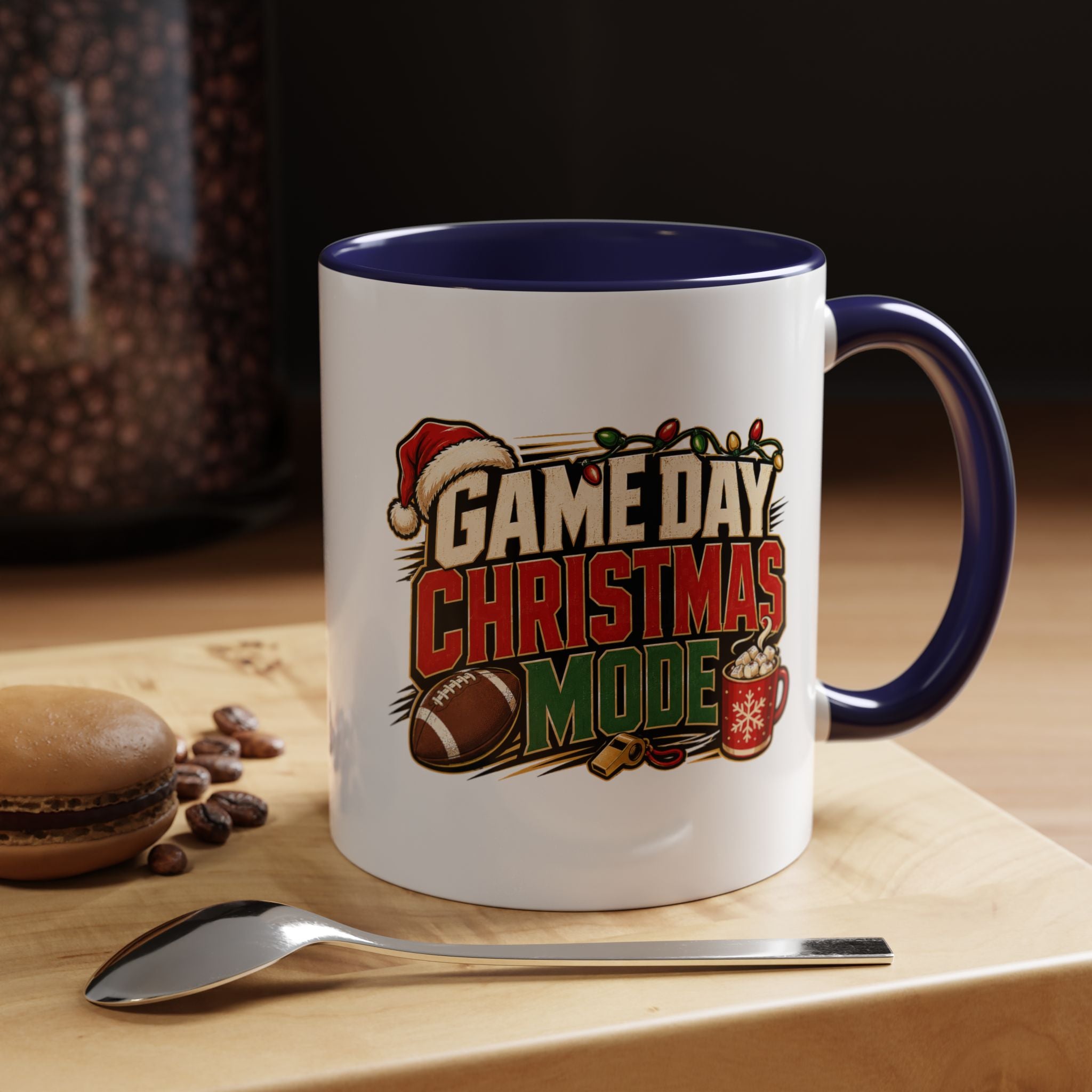 Modern Day Christmas Game Day Christmas Mode Coffee Mug - Holiday Football Mug (11/15oz)