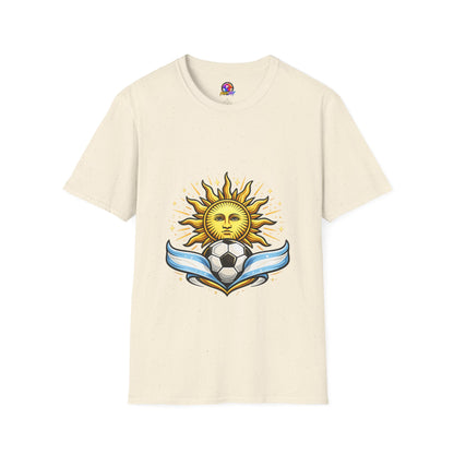 Argentina Sun Face Soccer T-Shirt — Retro Celestial Football Tee