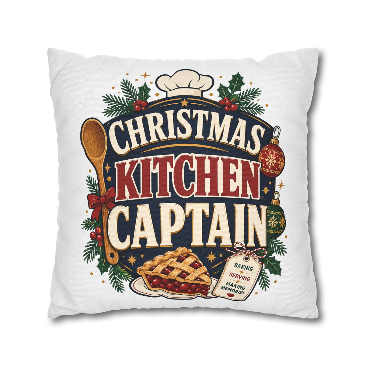 Christmas Kitchen Captain Pillowcase Modern Day Christmas  — Holiday Baking Decorative Throw Pillowcase
