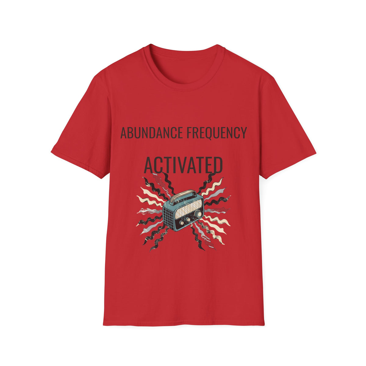 "Abundance Frequency Activated" Retro Radio Tee - Aesthetic Law Of Attraction Manifest White T-Shirt - Trending Now - September 2026