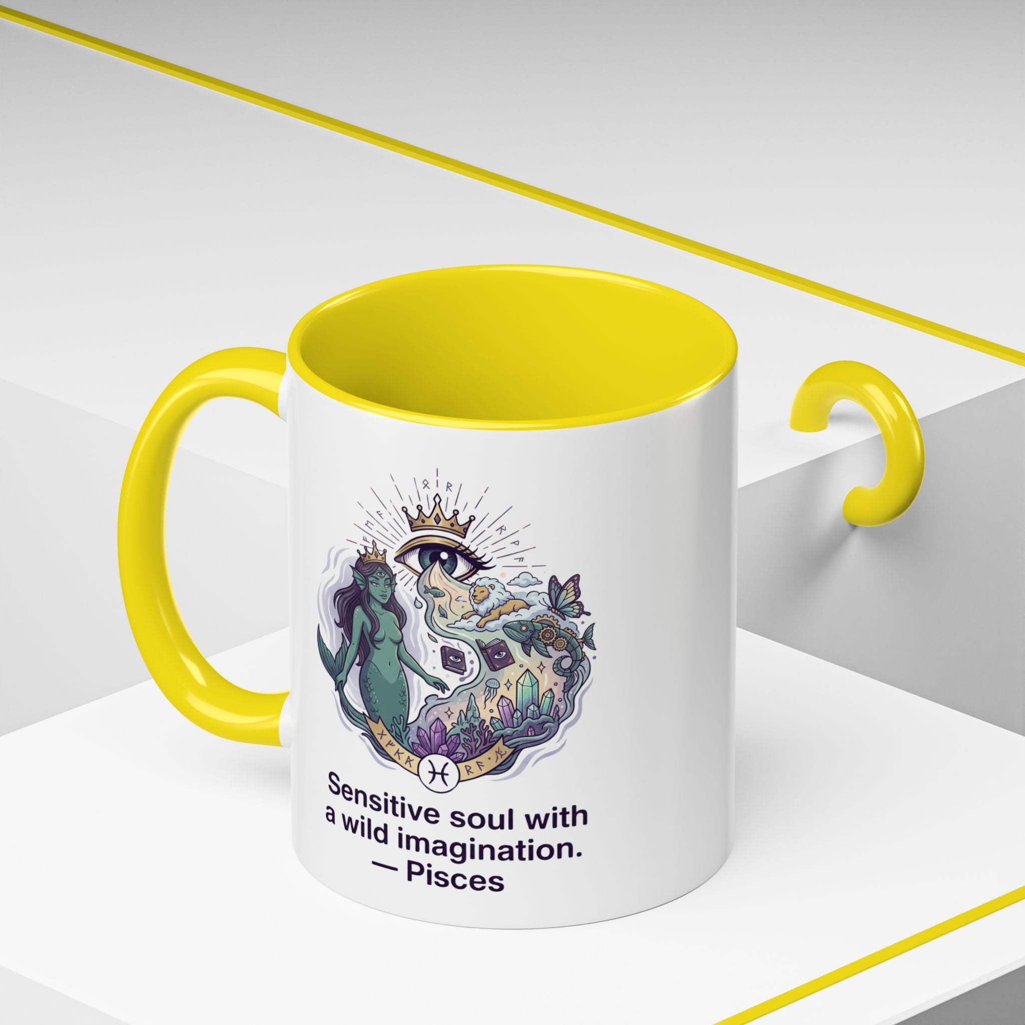 Pisces Coffee Mug — "Sensitive soul with a wild imagination" Astrological Zodiac Accent Mug