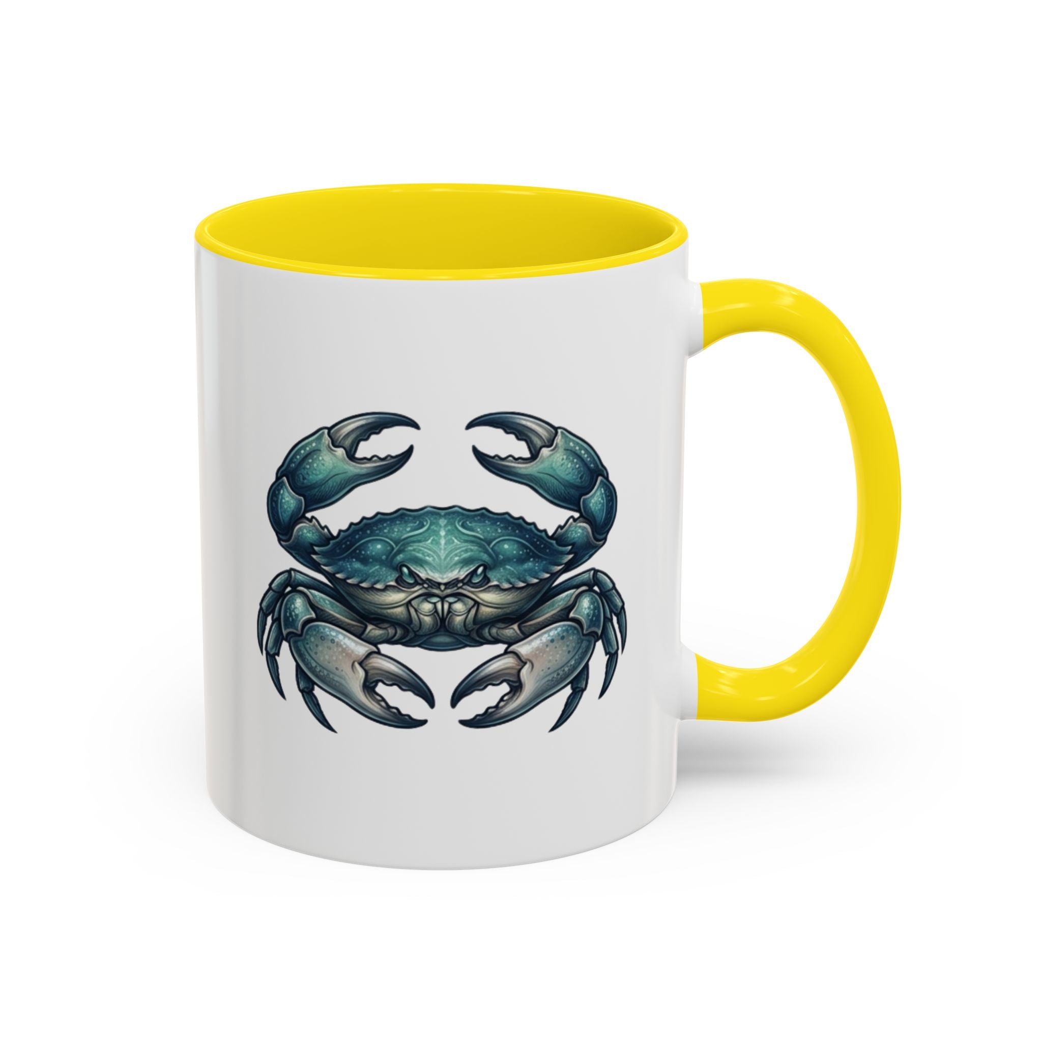 Crab Accent Coffee Mug – Blue Coastal Crab Artwork