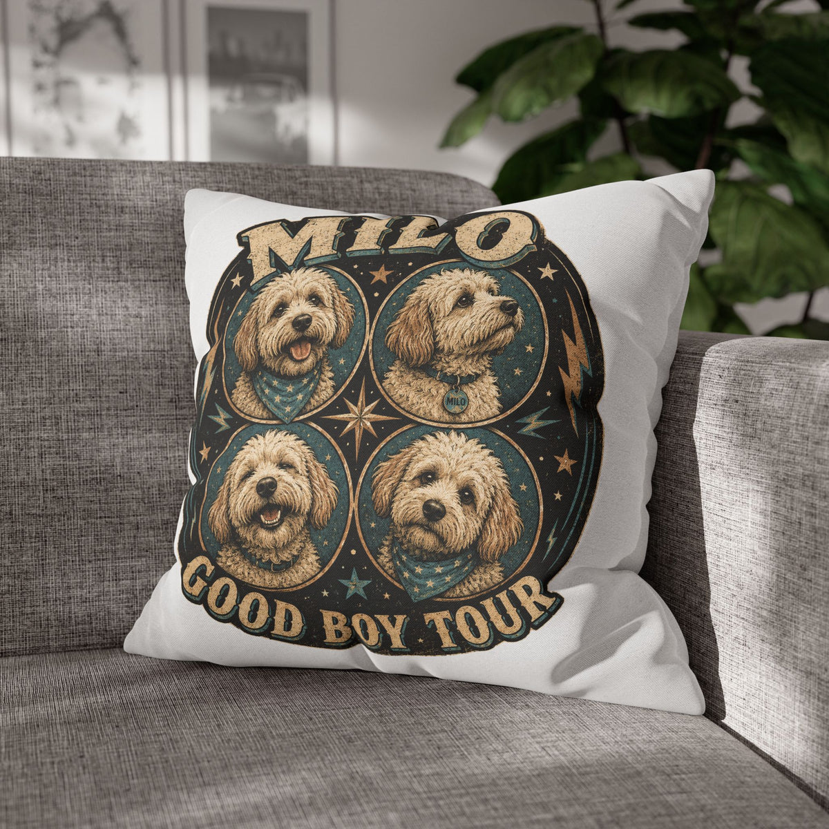 Milo "Good Boy Tour" Decorative Pillowcase Milo Bailey Dog Dad Mom