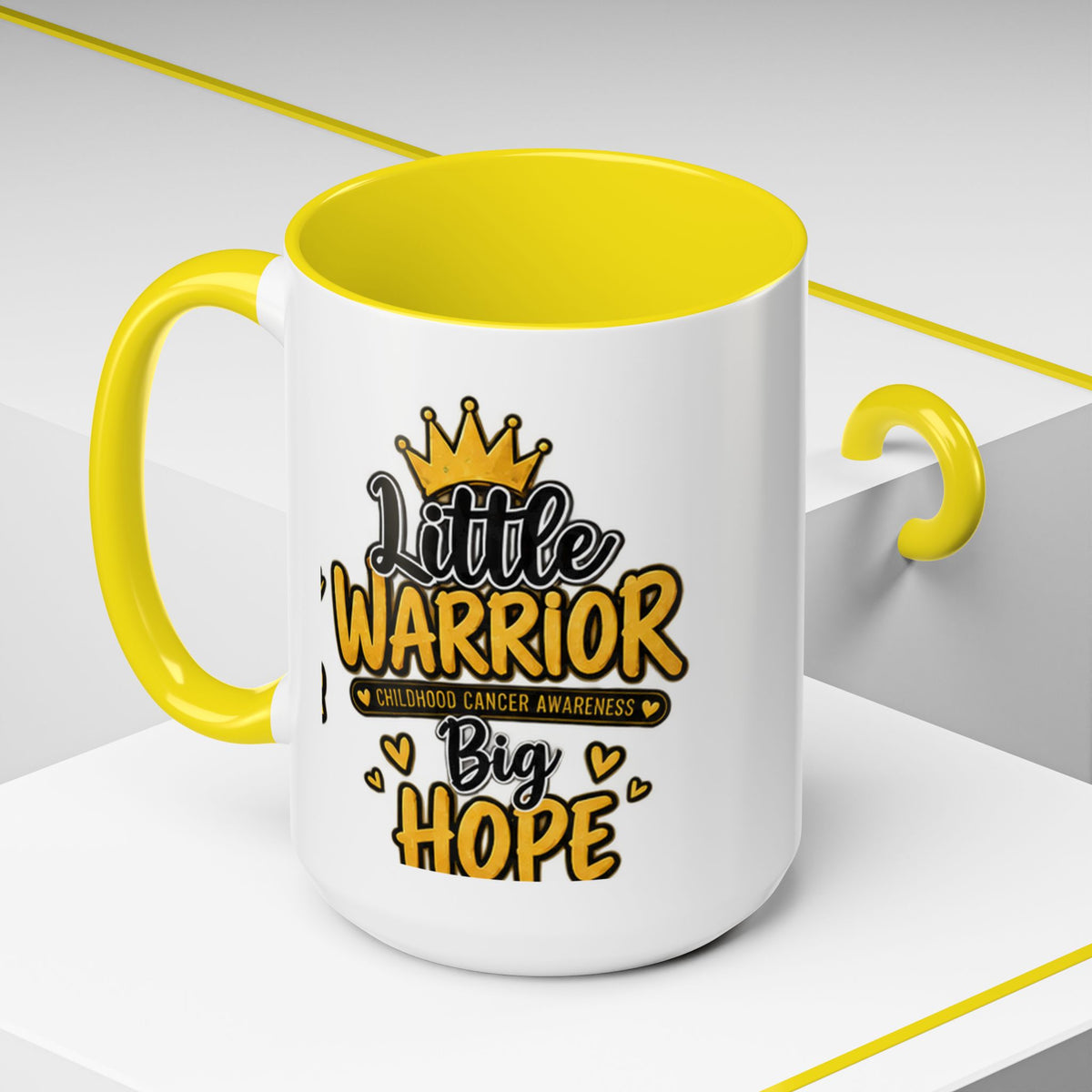 Little Warrior Childhood Cancer Awareness Coffee Mug – "Big Hope" Accent Mug
