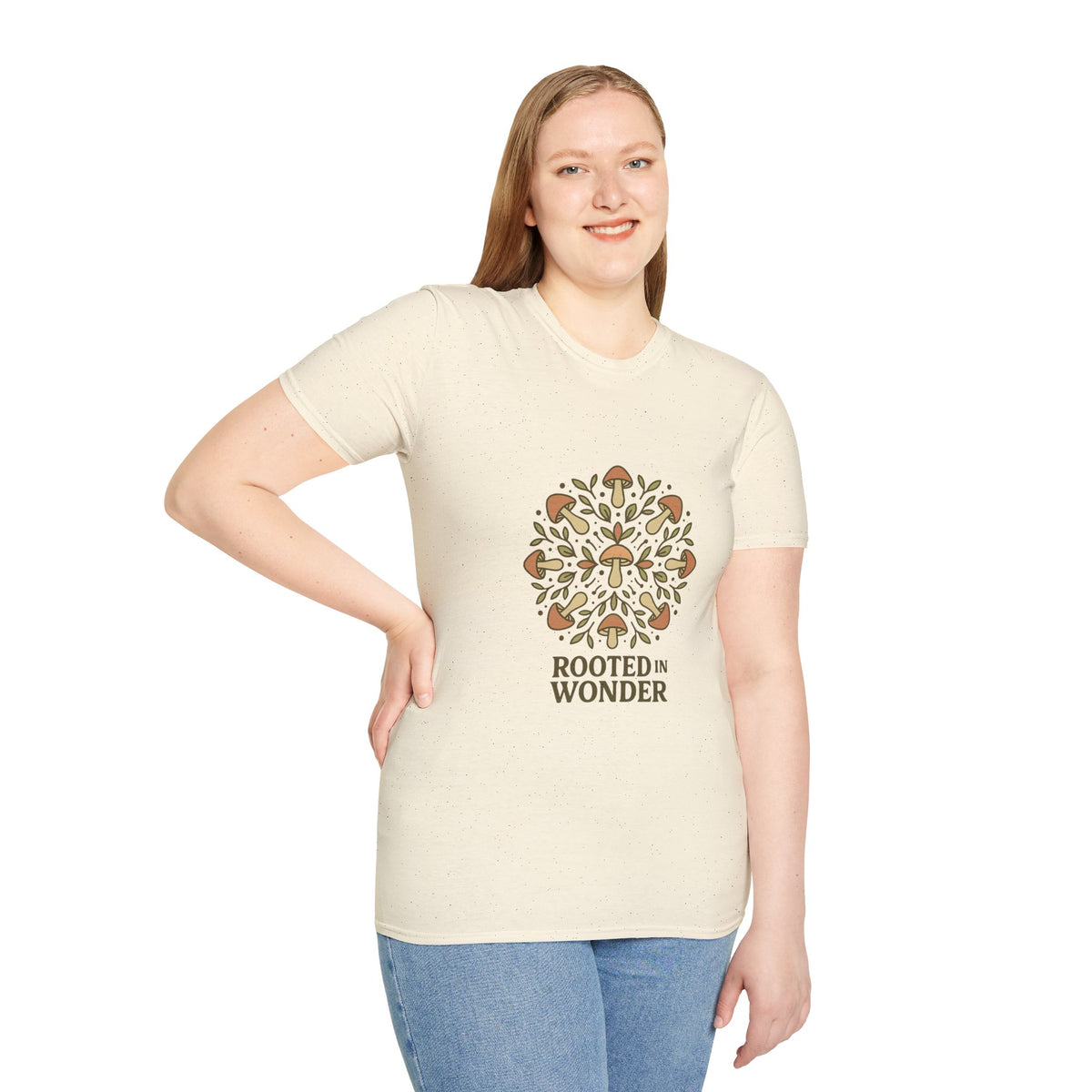 Mushroom Mandala T-Shirt — "Rooted in Wonder" Botanical Graphic Tee