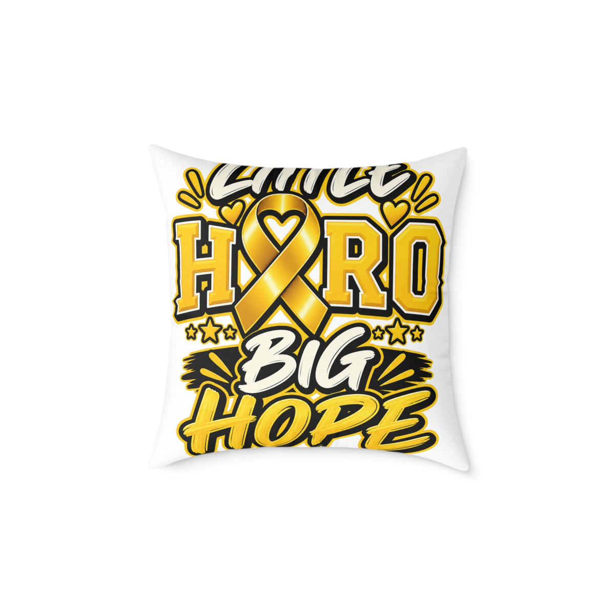 Awake Hero Big Hope Pillow —Childhood  Cancer Awareness Yellow Ribbon Square Throw Pillow