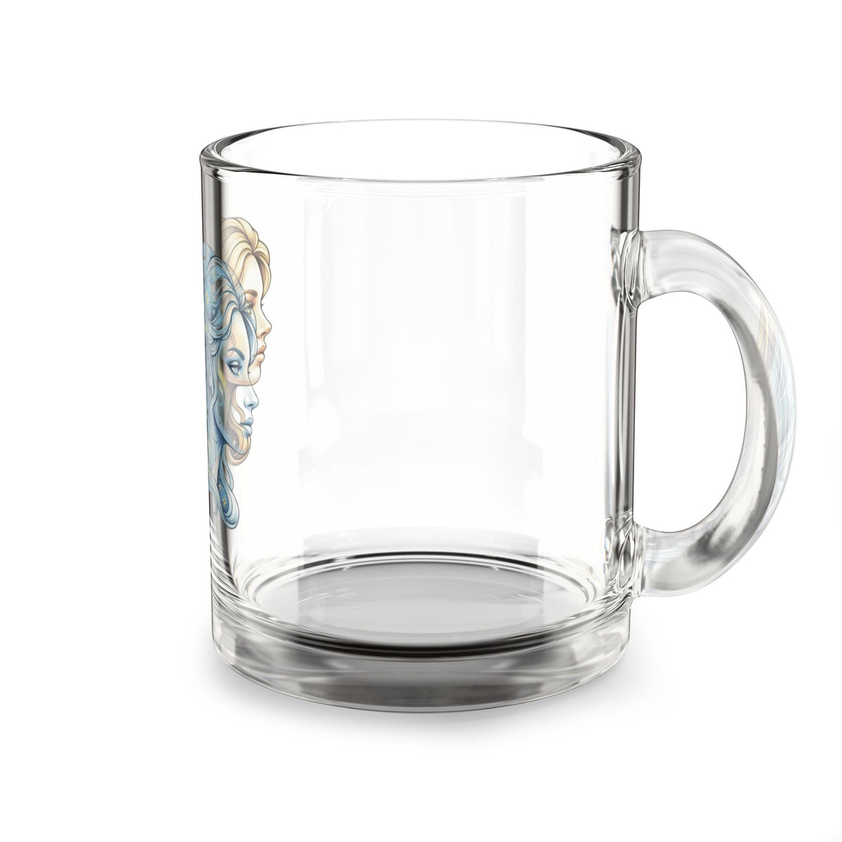 Gemini Zodiac Glass Mug — Dual-Profile Astrology Coffee Cup (10 oz)