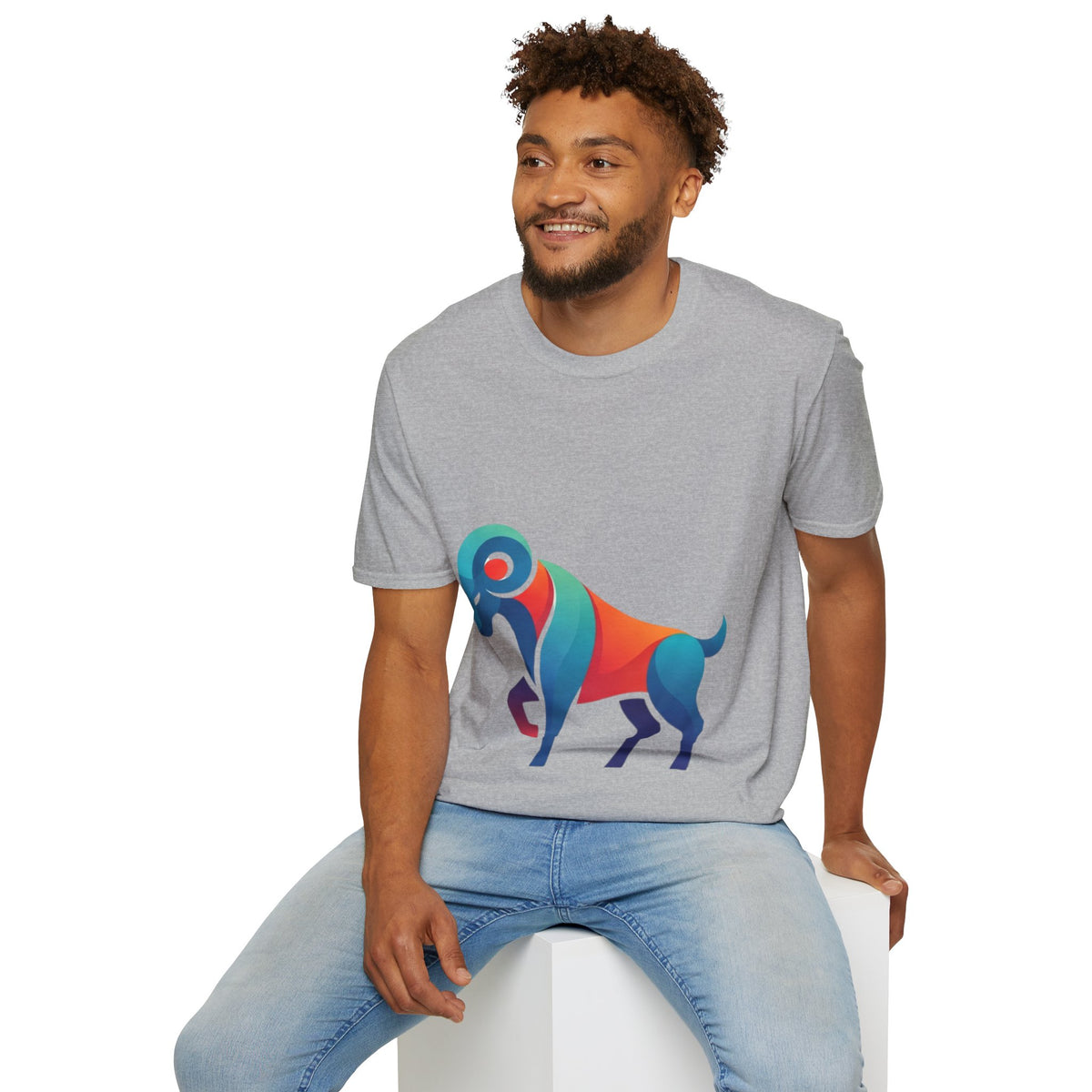 Ram Graphic T-Shirt — Colorful Geometric Sheep/Goat Art
