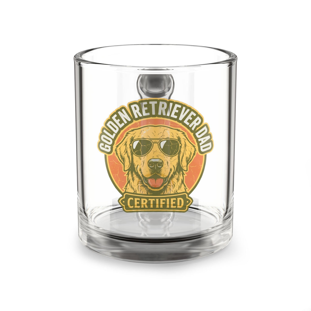 Funny Glass Mug Golden Retriever Dad Certified Glass Mug — 10oz Dog Lover Coffee Cup