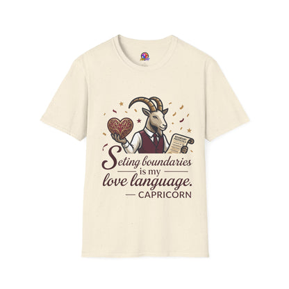 Capricorn T-Shirt — "Setting Boundaries is My Love Language" Zodiac Goat Tee