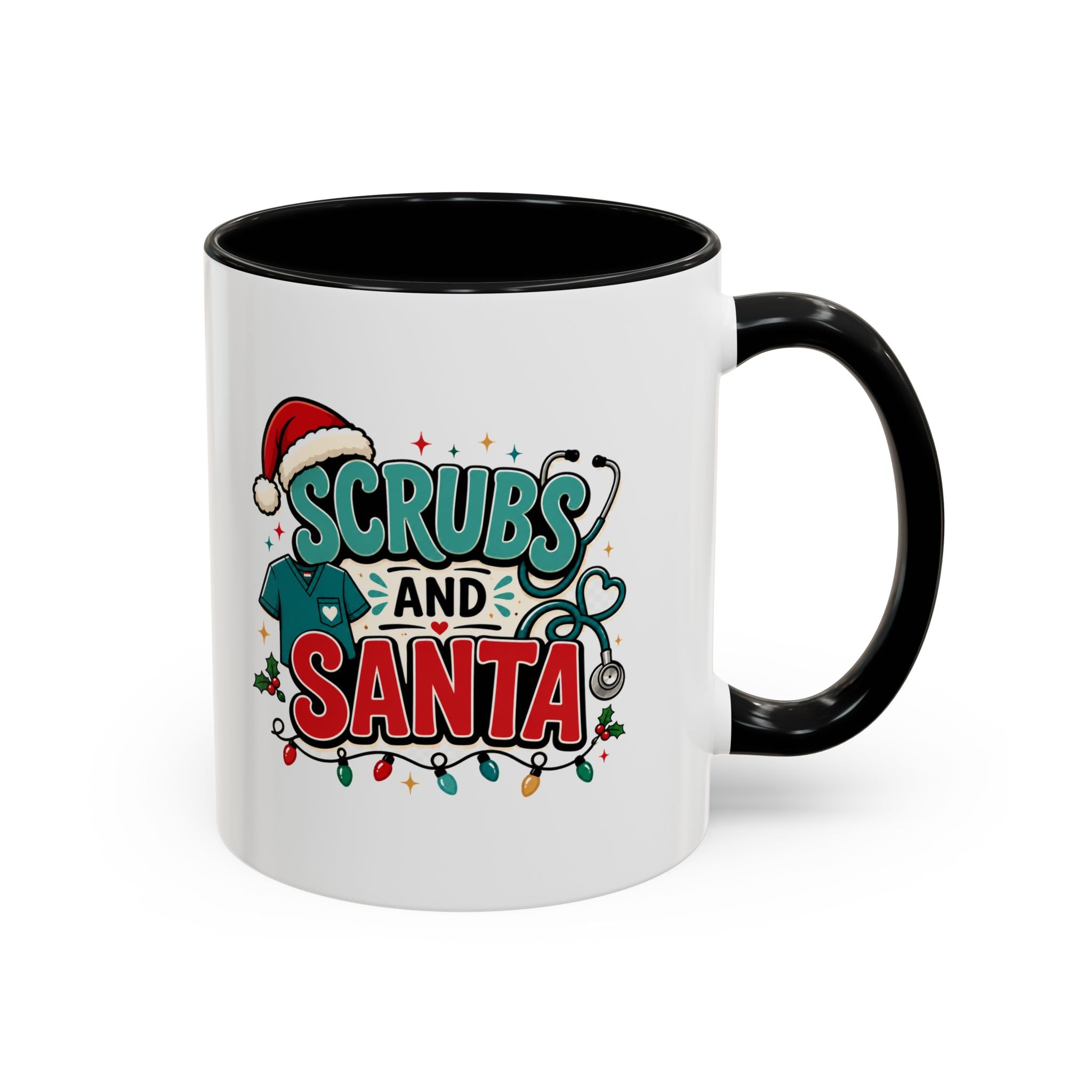 Modern Day Christmas Scrubs and Santa Coffee Mug — Funny Christmas Nurse Gift