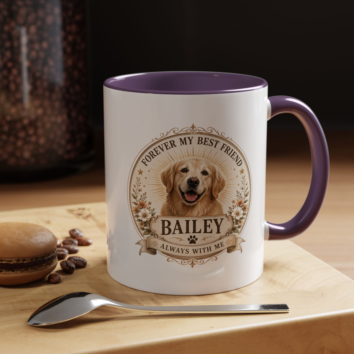 Milo Bailey Dog Dad Mom Golden Retriever Memorial Coffee Mug – "Forever My Best Friend" Personalized Name Accent Mug