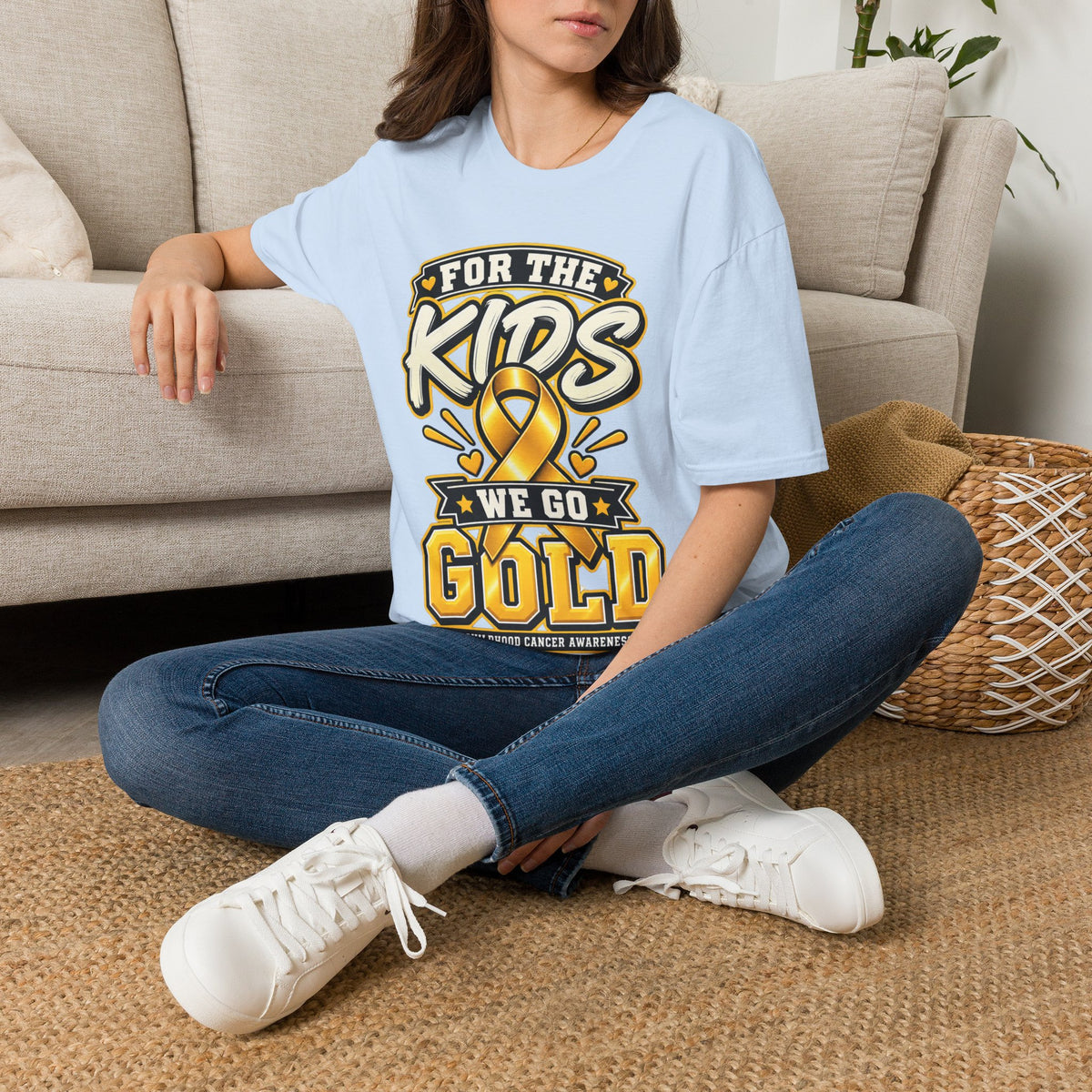 Kids Childhood Cancer Awareness T-Shirt — "For the Kids We Go Gold"