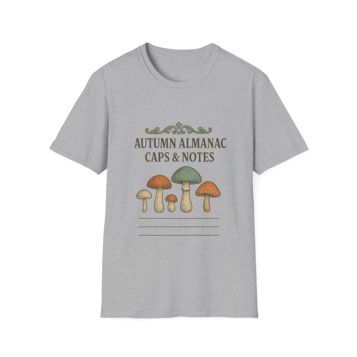 Mushroom Almanac T‑Shirt — Autumn Caps & Notes Botanical Tee - Trending Now - October 2026