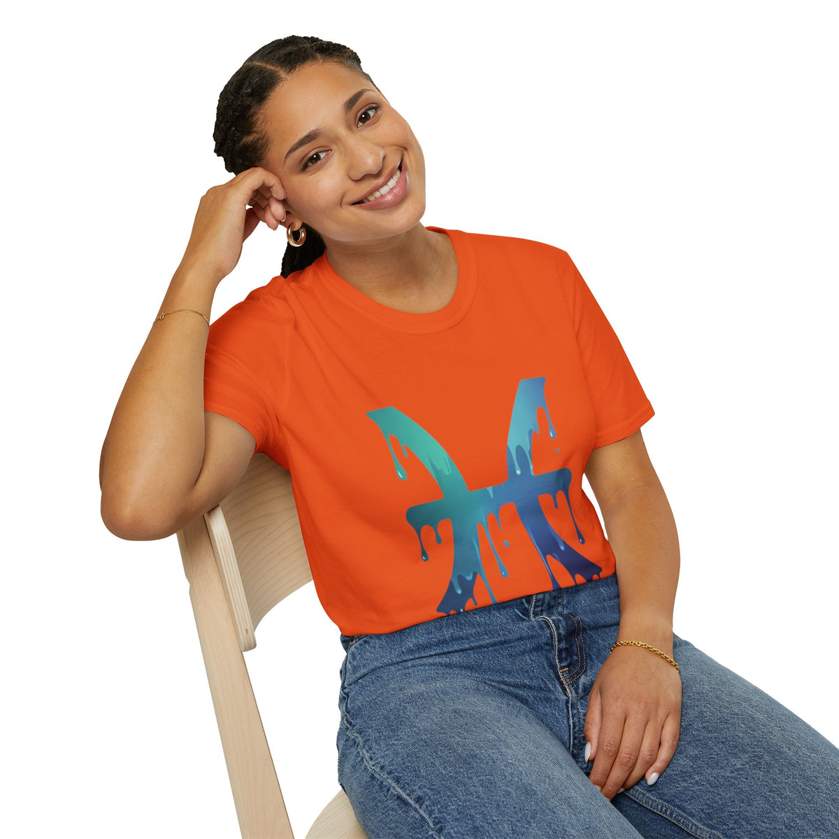Pisces Drip Zodiac T-Shirt — Blue Gradient Astrological Tee