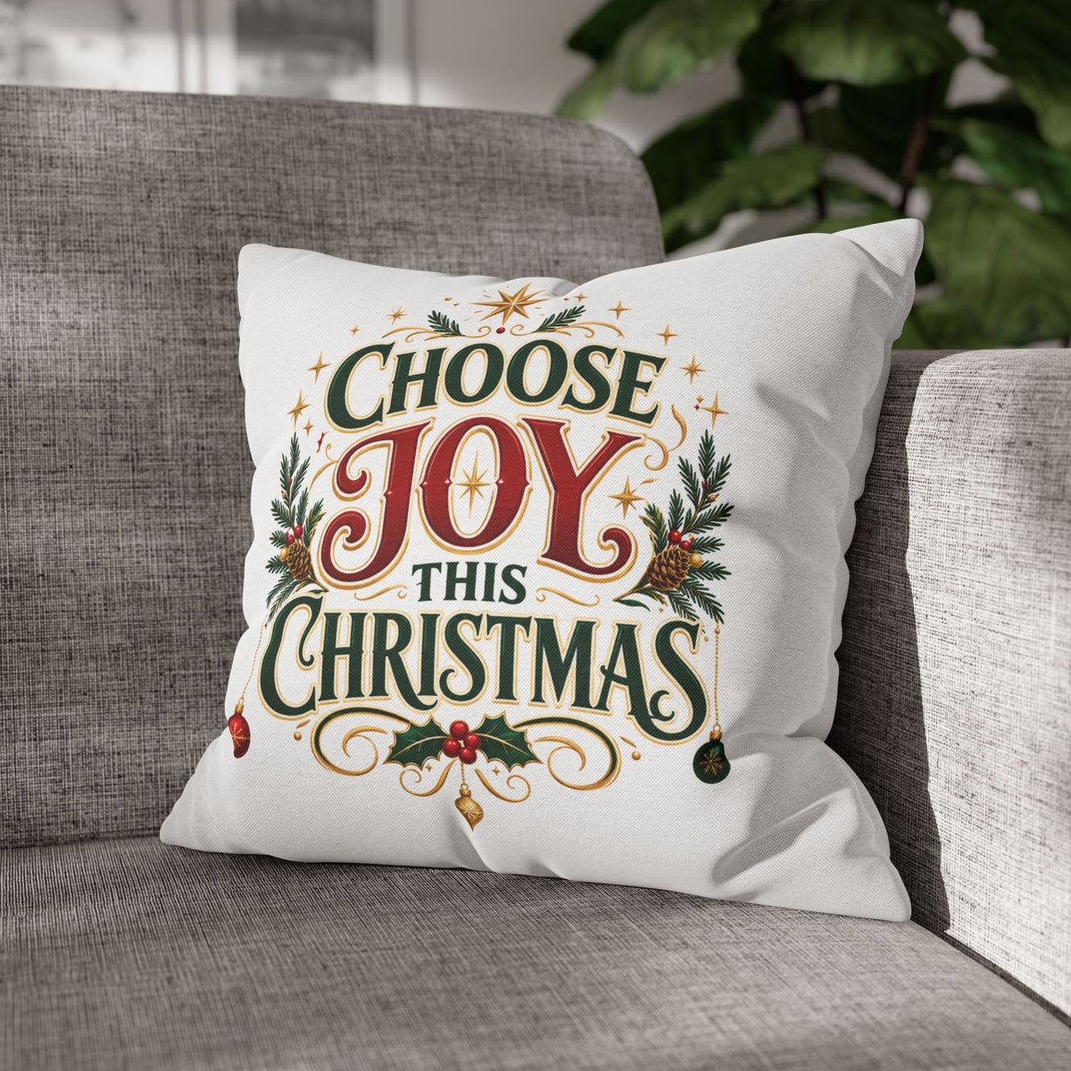Choose Joy This Christmas Pillowcase – Festive Holiday Decorative Throw Pillow Cover
