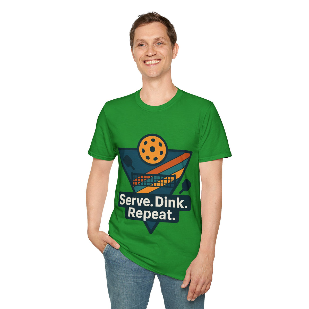 Pickleball T-Shirt — Retro Paddle & Ball Design with “Serve. Dink. Repeat.” Slogan - Trending Now - August 2026