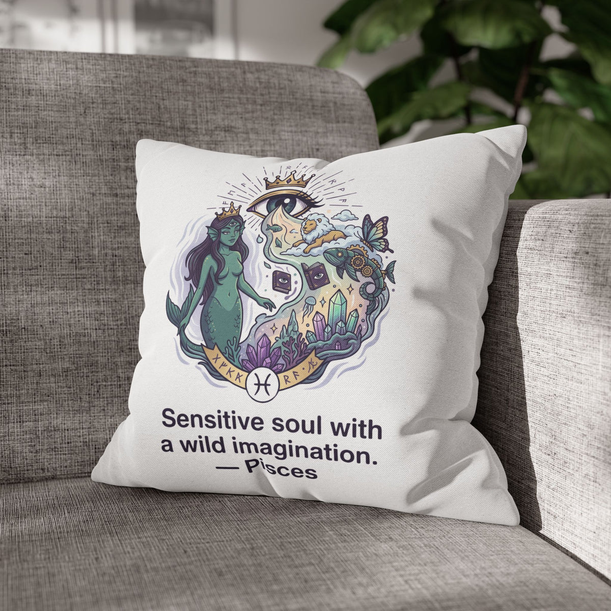 Pisces Zodiac Pillowcase — "Sensitive soul with a wild imagination" Decorative Throw Pillow Cover