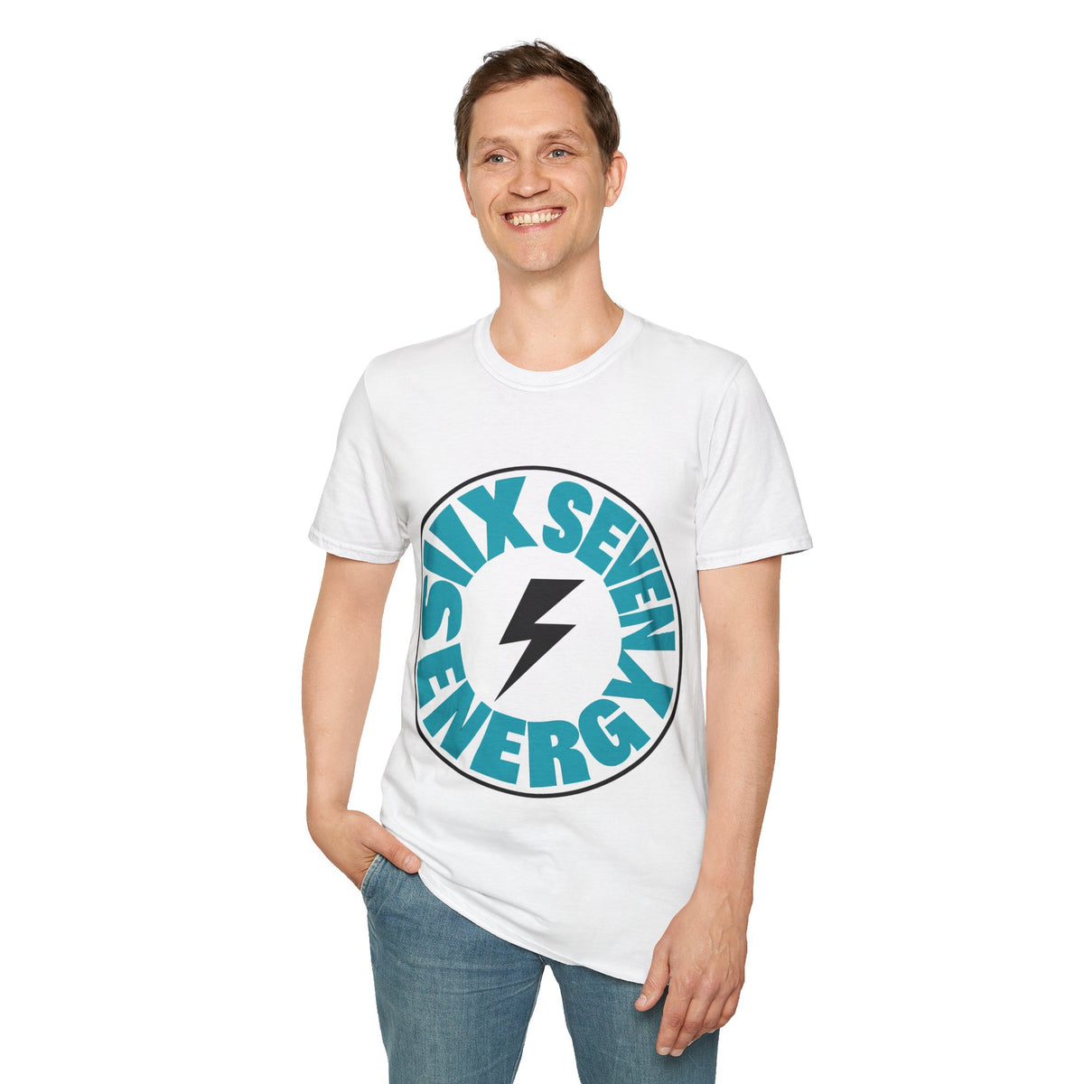 Six Seven Energy Circular Retro Lightning Tee - Bold Coastal Blue Graphic T-Shirt - Trending Now - September 2026