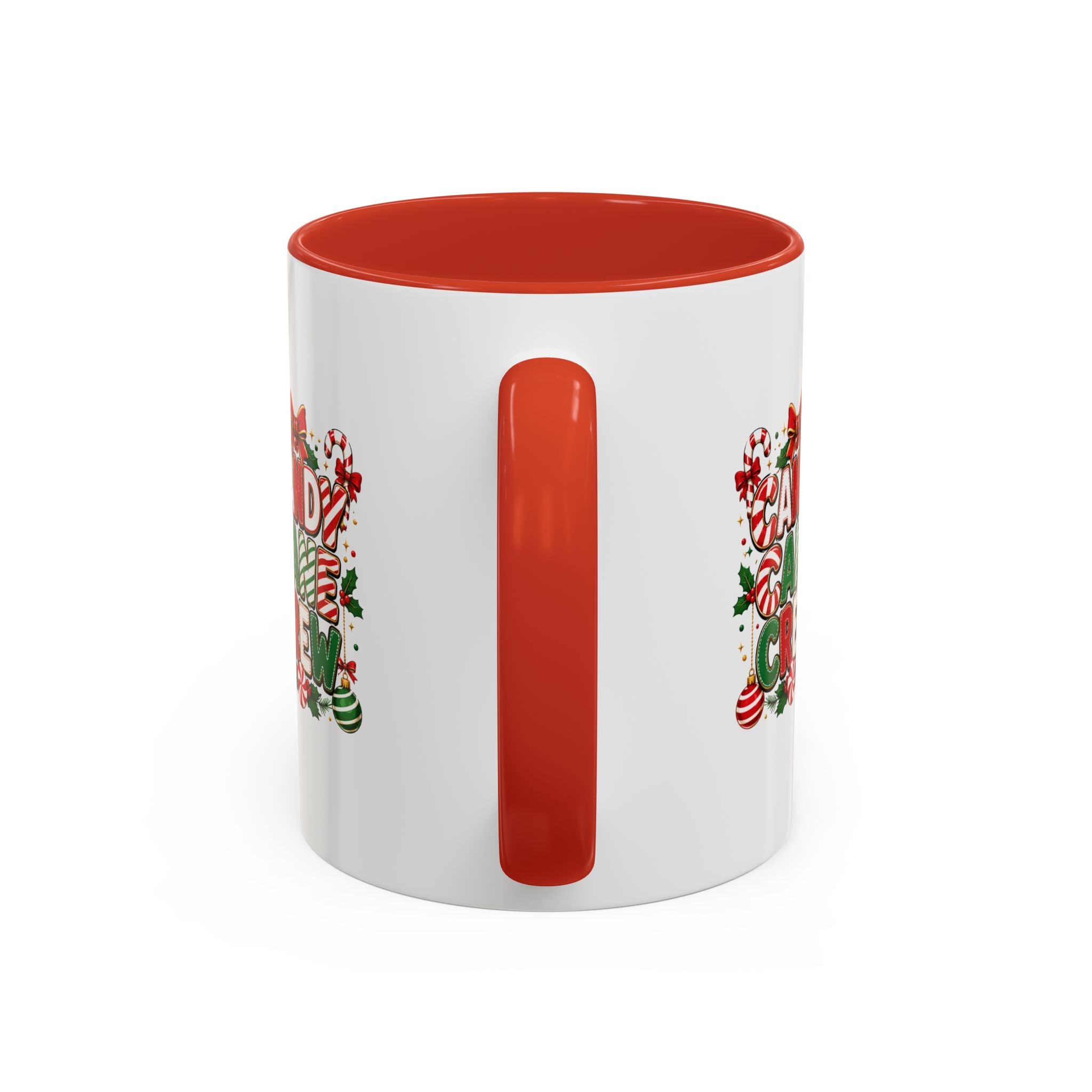Candy Cane Crew Accent Coffee Mug — Christmas Holiday Hot Cocoa Cup