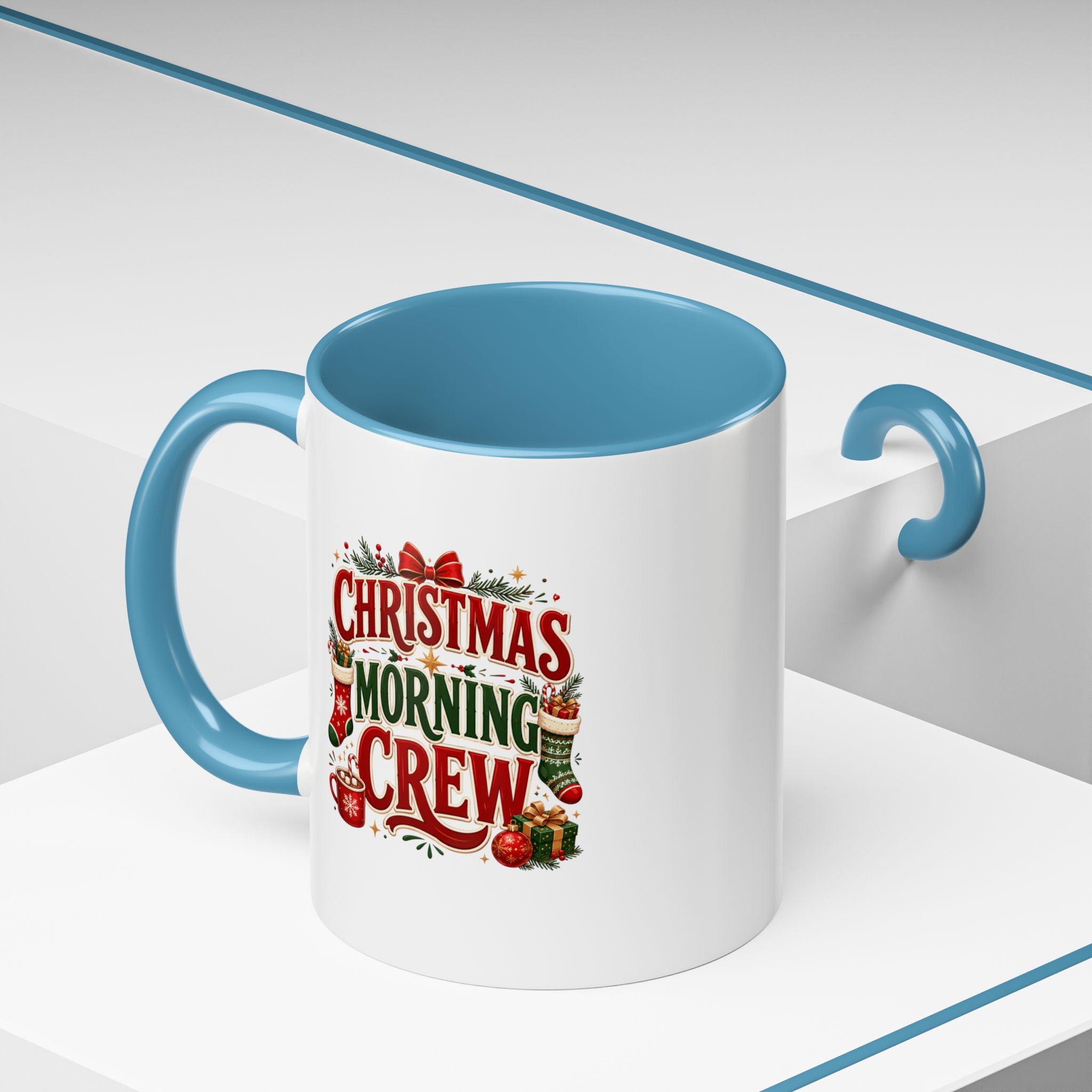 Christmas Morning Crew Accent Coffee Mug – Holiday Coffee Cup