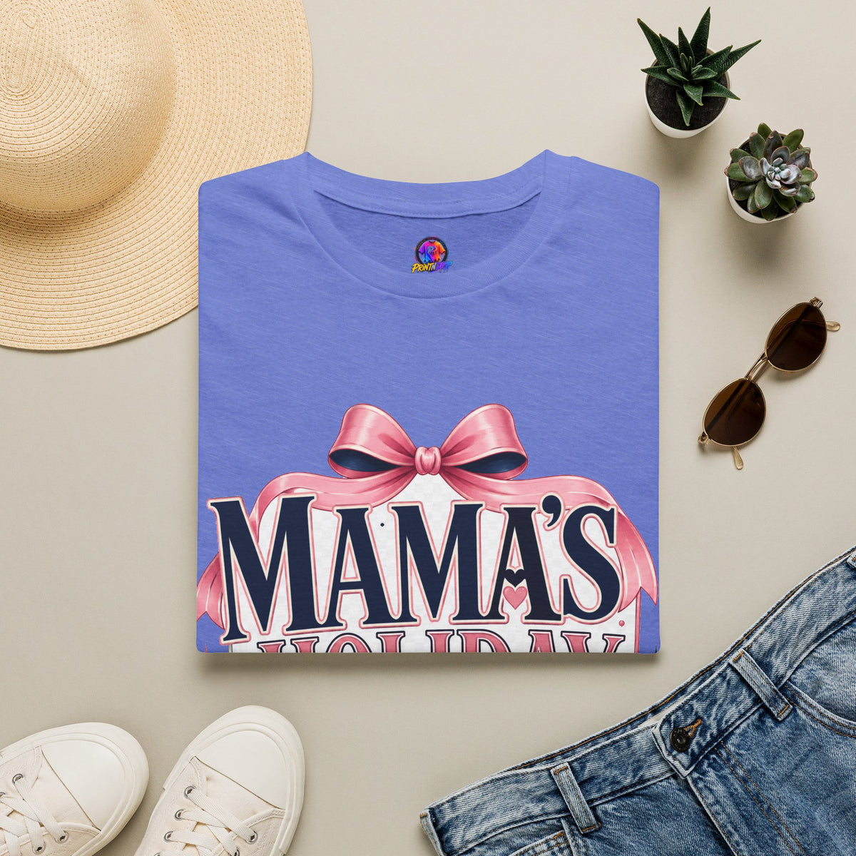 Mama's Holiday Era T-Shirt — Festive Pink Bow Christmas Tee for Moms