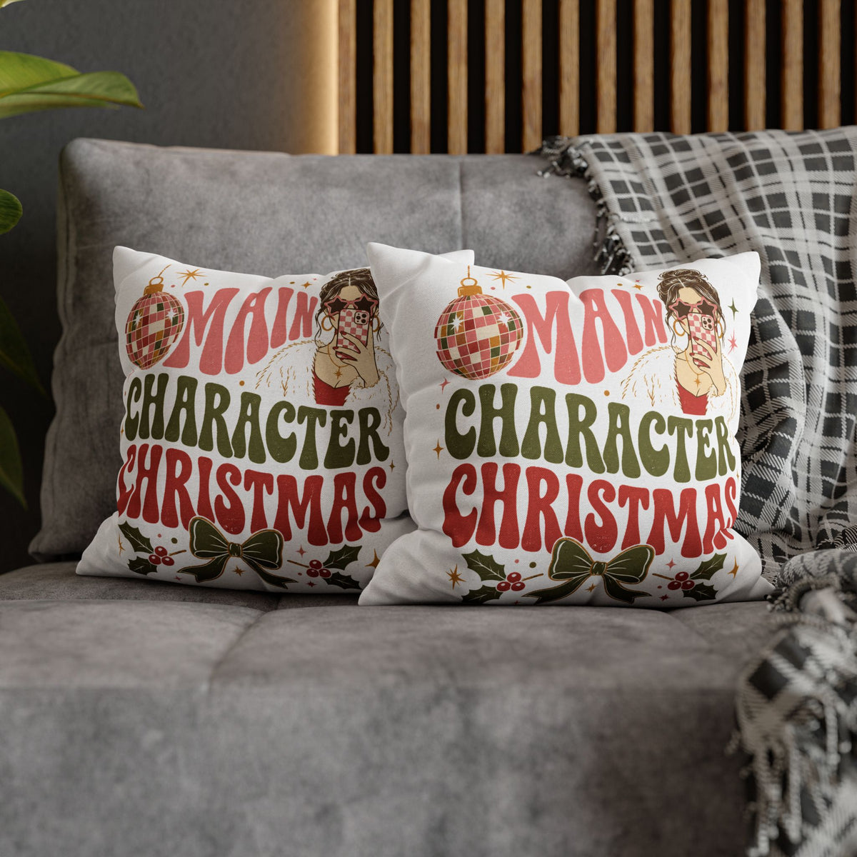 Main Character Christmas Pillowcase — Holiday Decorative Throw Pillowcase Modern Day Christmas